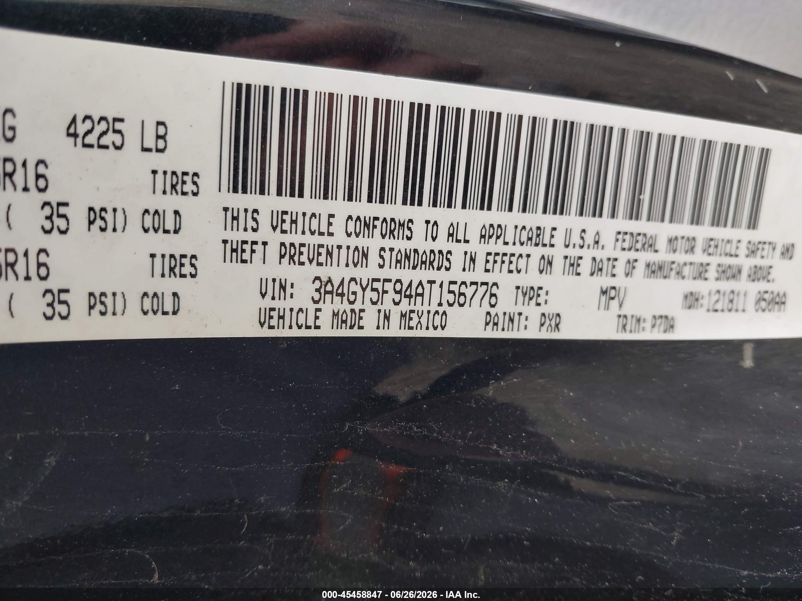 2010 Chrysler Pt Cruiser Classic Black vin: 3A4GY5F94AT156776