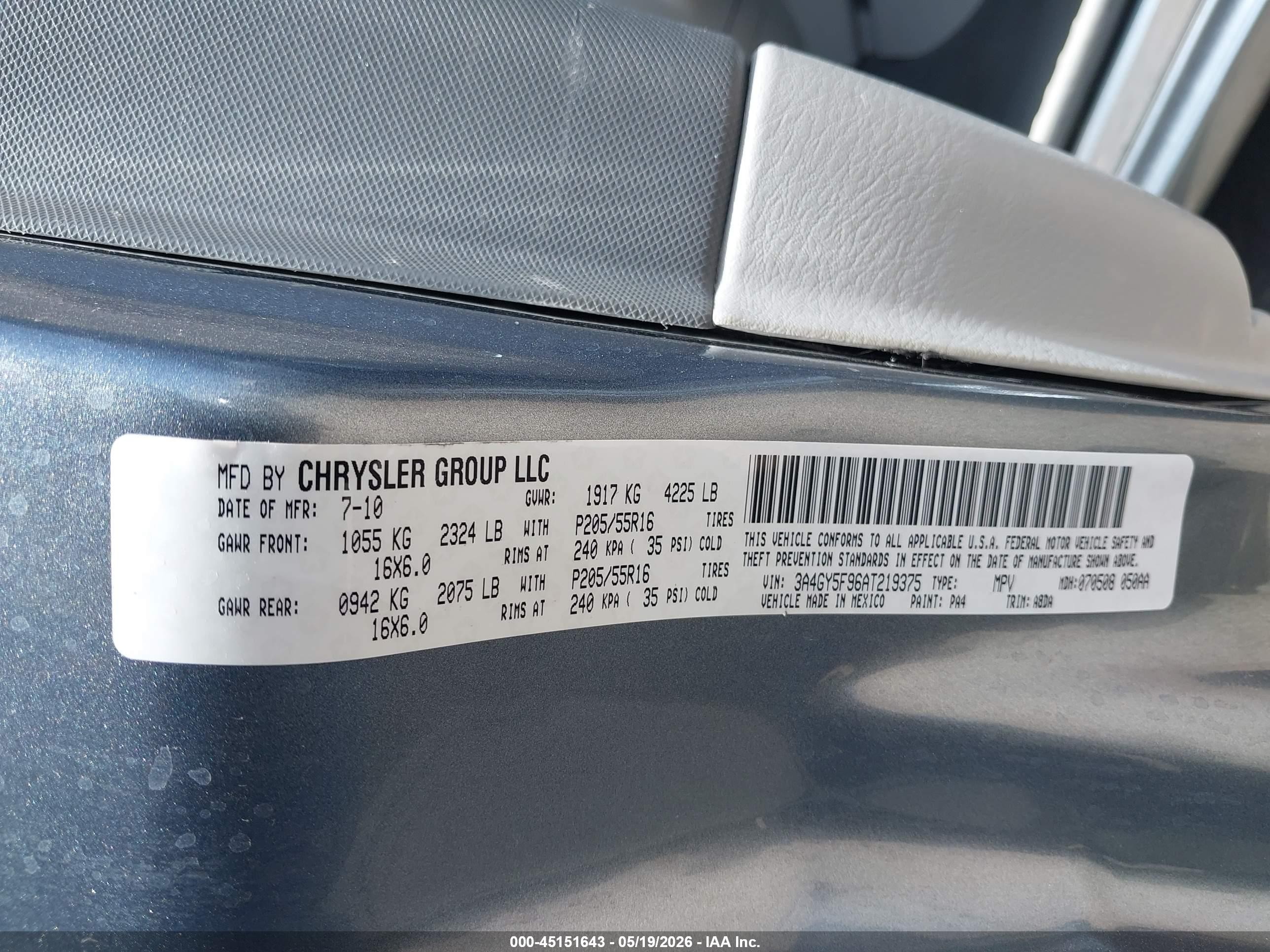 2010 Chrysler Pt Cruiser Classic Gray vin: 3A4GY5F96AT219375