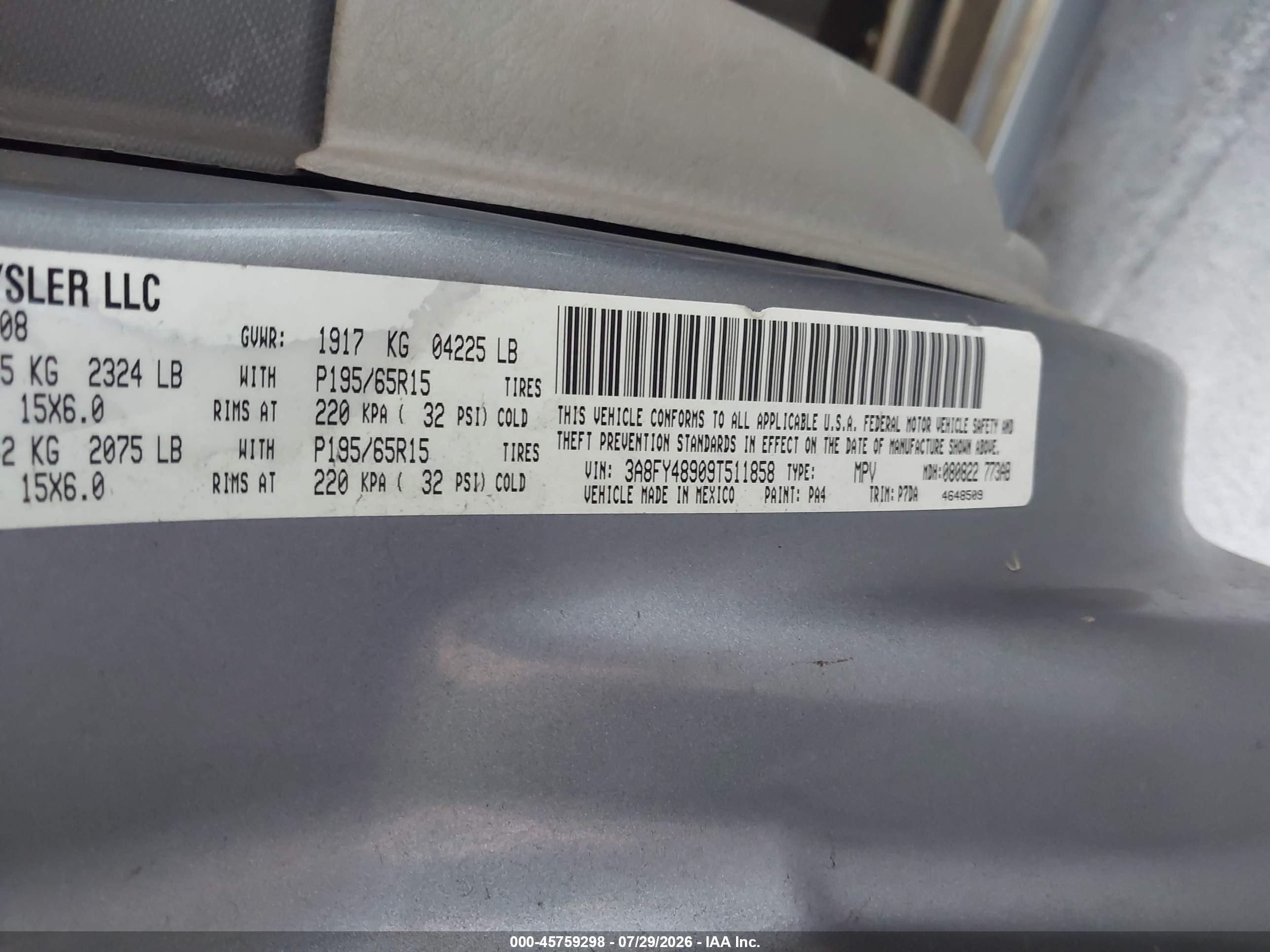2009 Chrysler Pt Cruiser Lx Gray vin: 3A8FY48909T511858