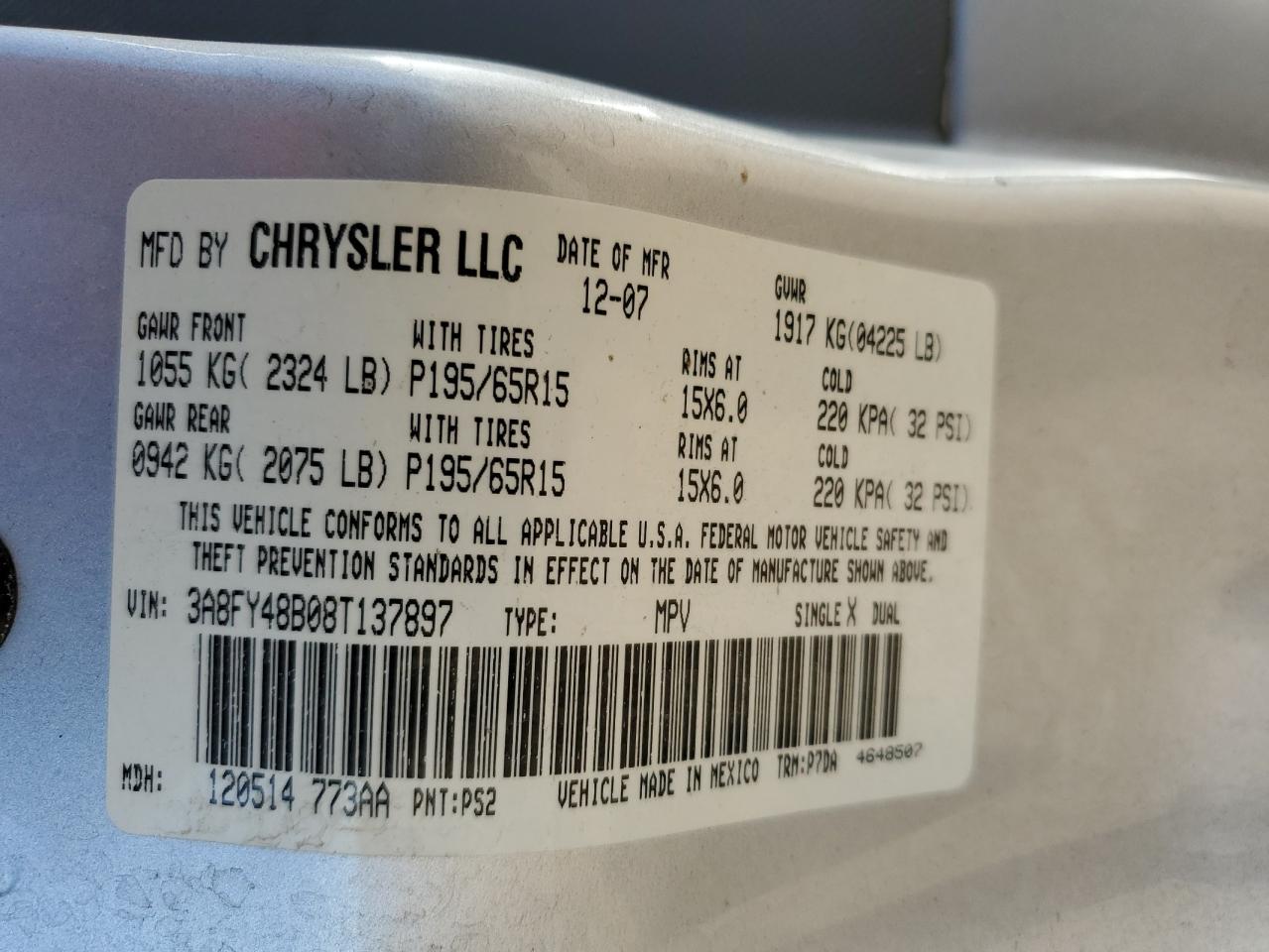 2008 Chrysler Pt Cruiser Silver vin: 3A8FY48B08T137897