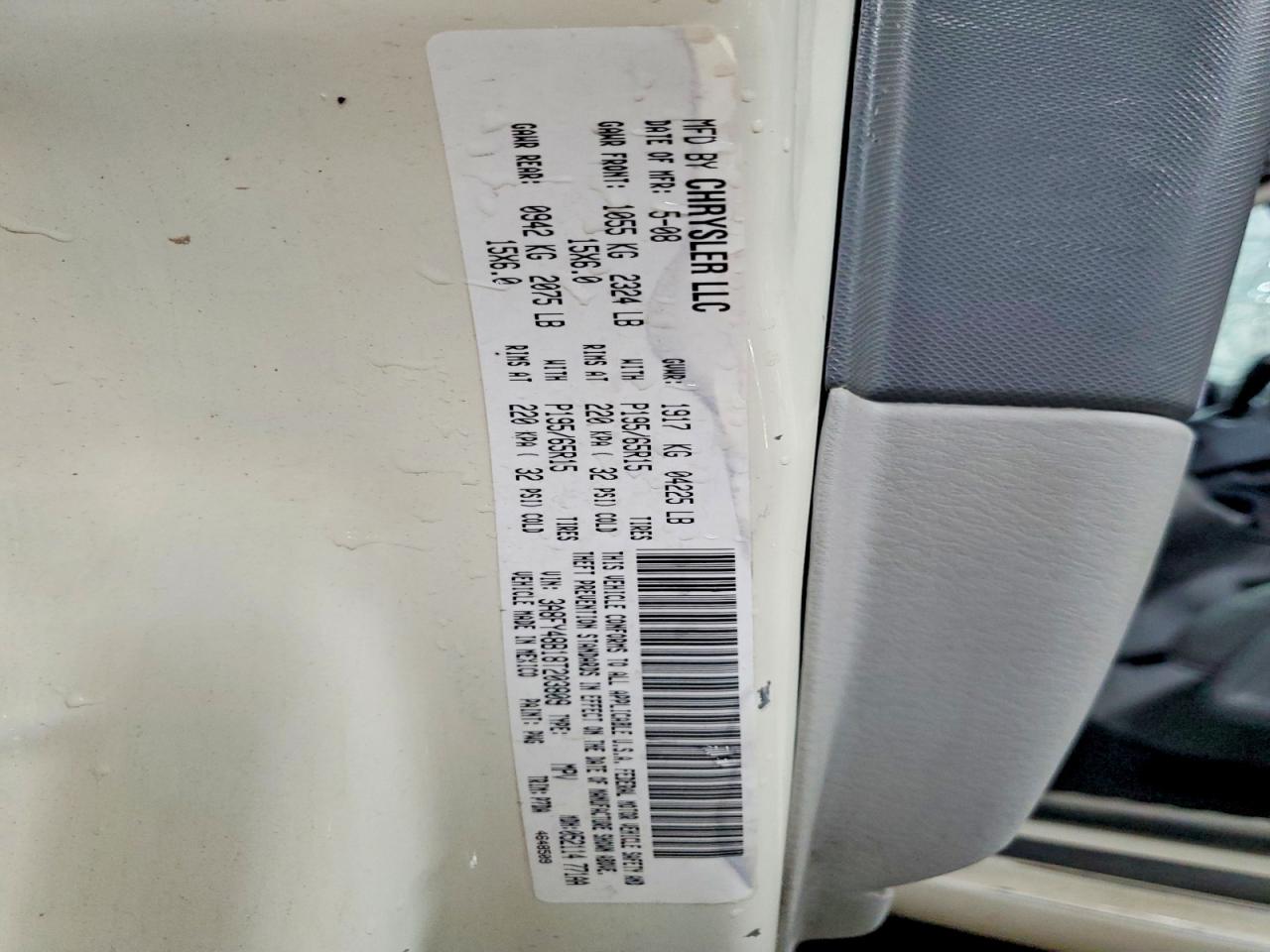 2008 Chrysler Pt Cruiser White vin: 3A8FY48B18T203809
