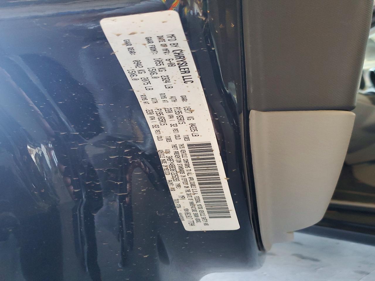 2008 Chrysler Pt Cruiser Black vin: 3A8FY48B38T225293