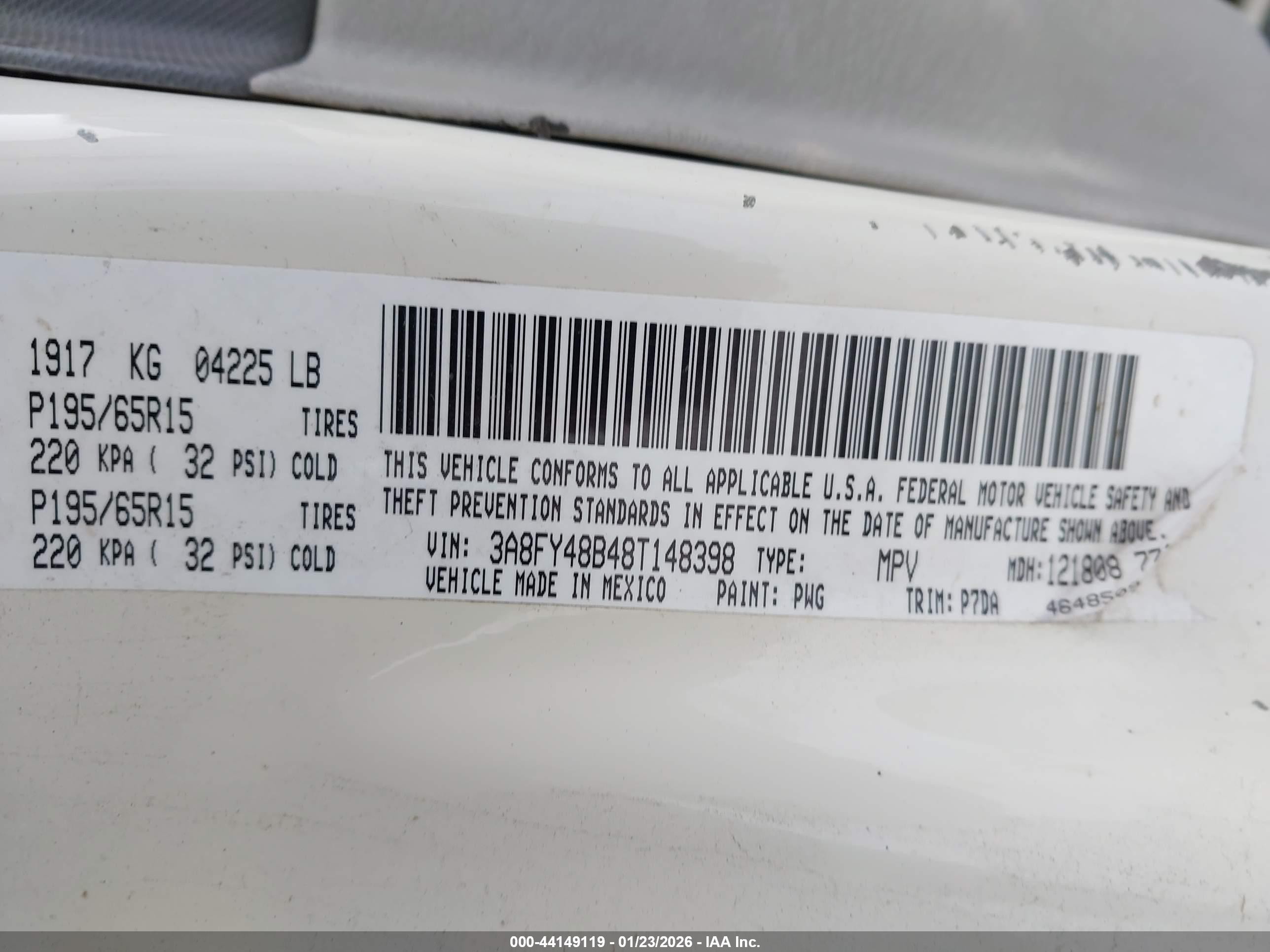 2008 Chrysler Pt Cruiser Lx White vin: 3A8FY48B48T148398