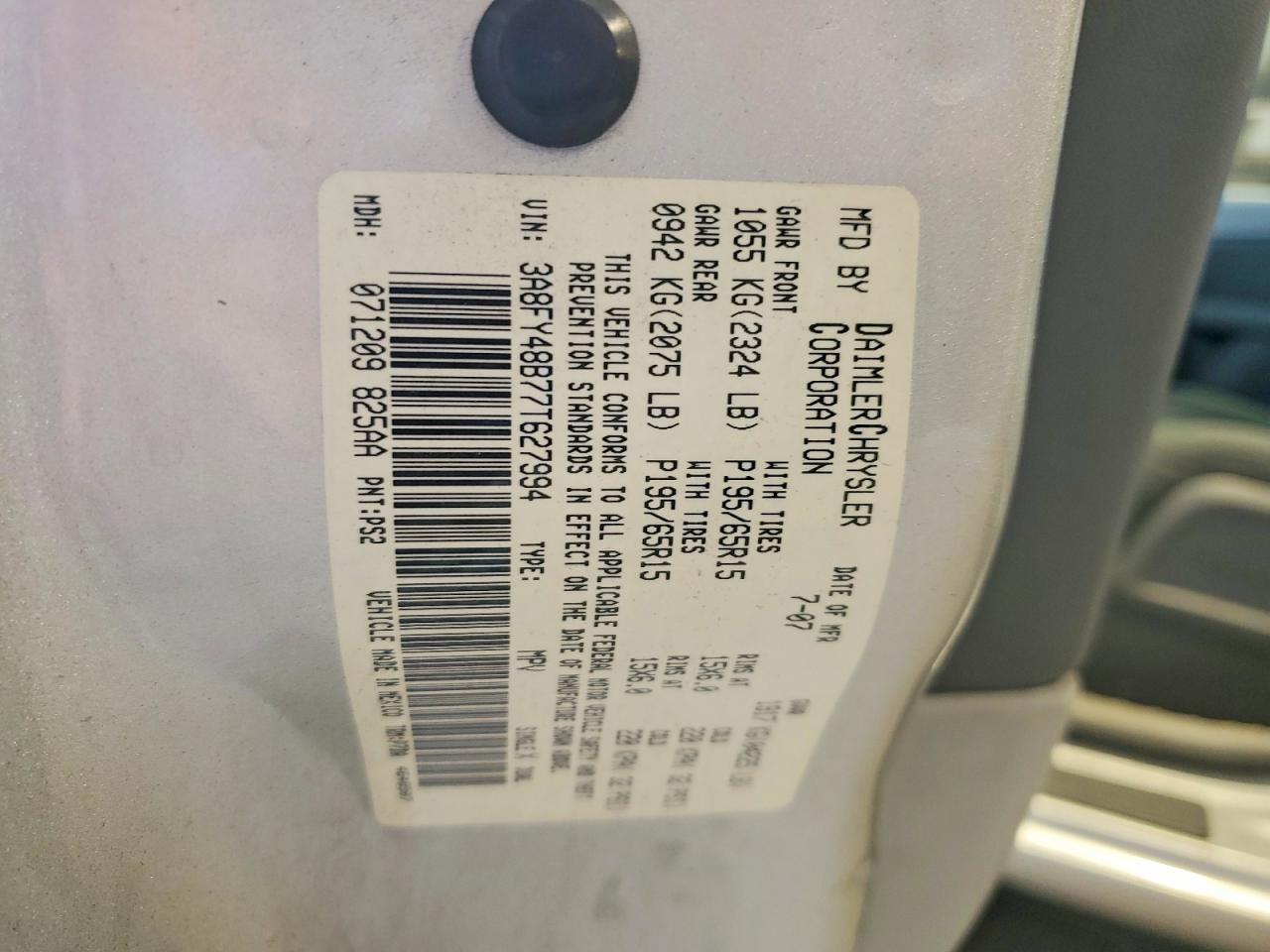 2007 Chrysler Pt Cruiser Silver vin: 3A8FY48B77T627994
