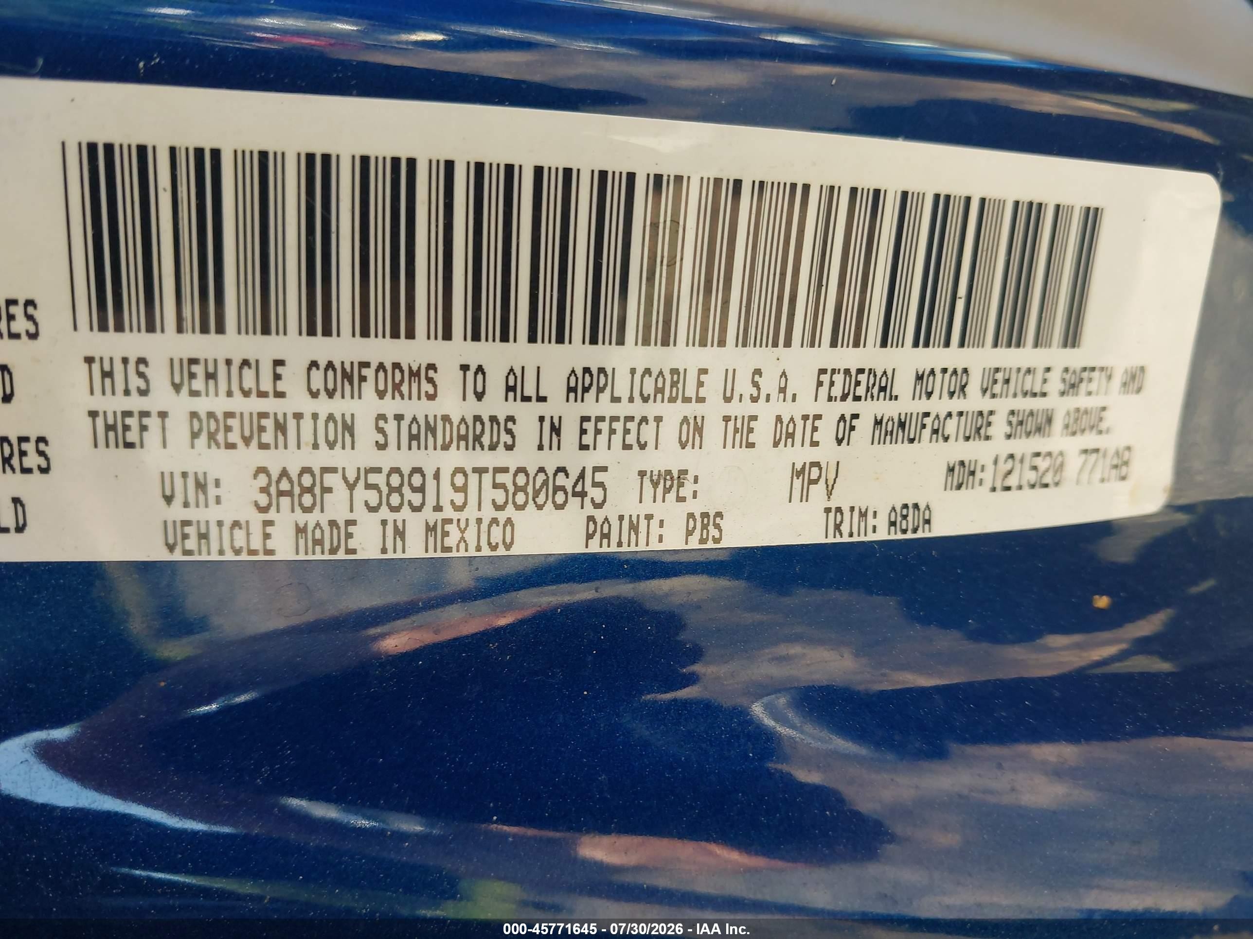 2009 Chrysler Pt Cruiser Touring Blue vin: 3A8FY58919T580645