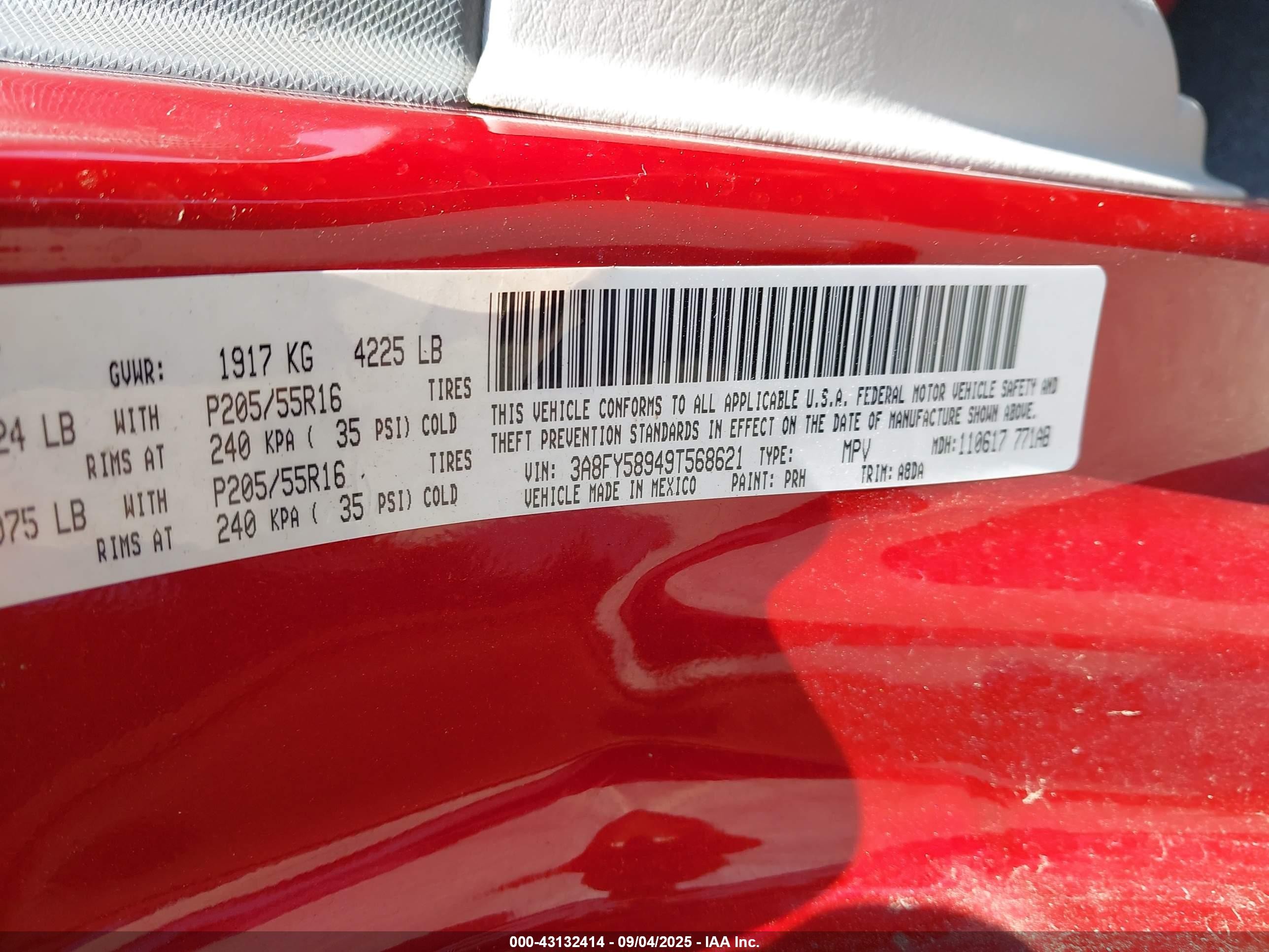 2009 Chrysler Pt Cruiser Touring Красный vin: 3A8FY58949T568621