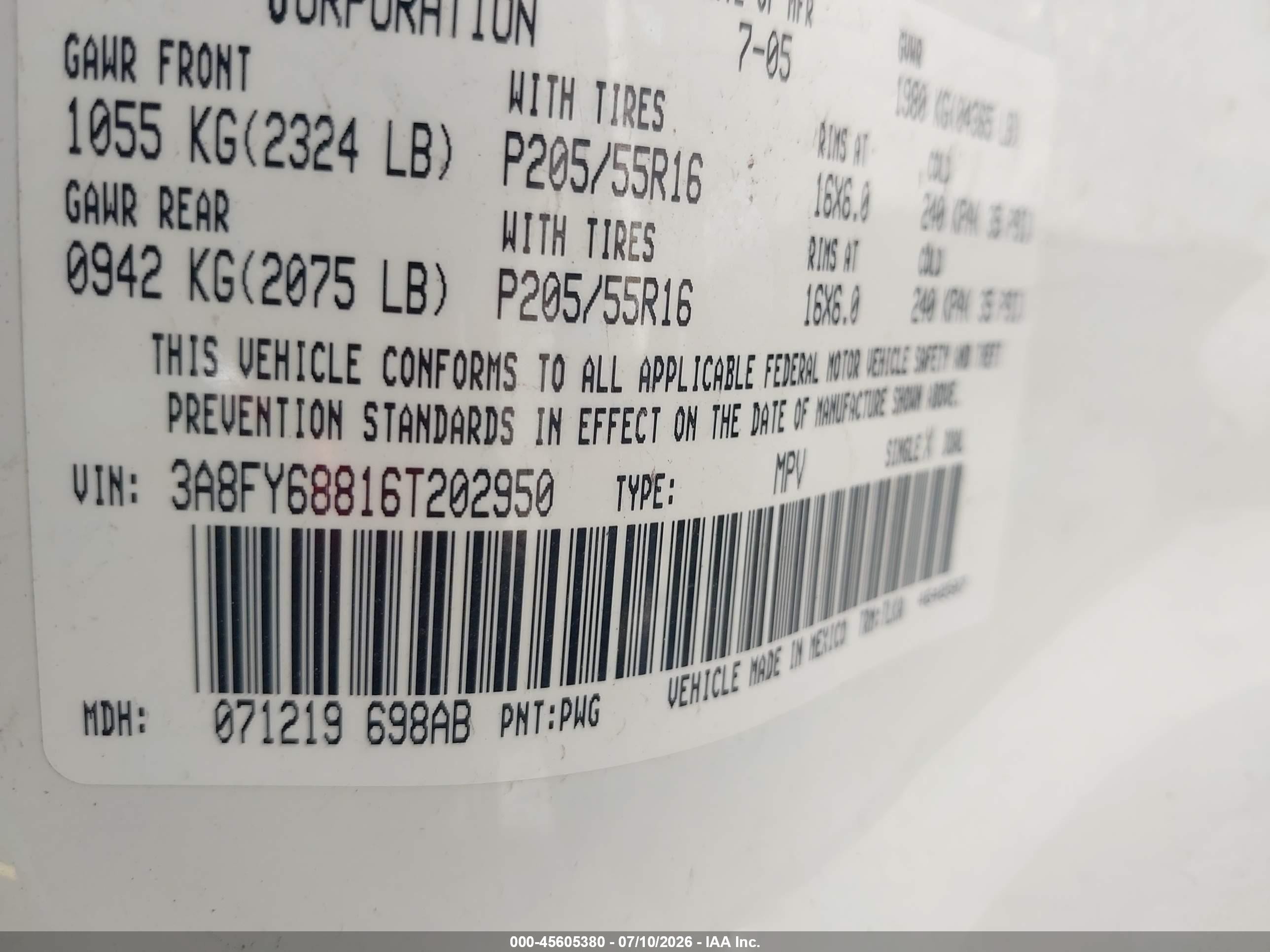 2006 Chrysler Pt Cruiser Limited Cream vin: 3A8FY68816T202950