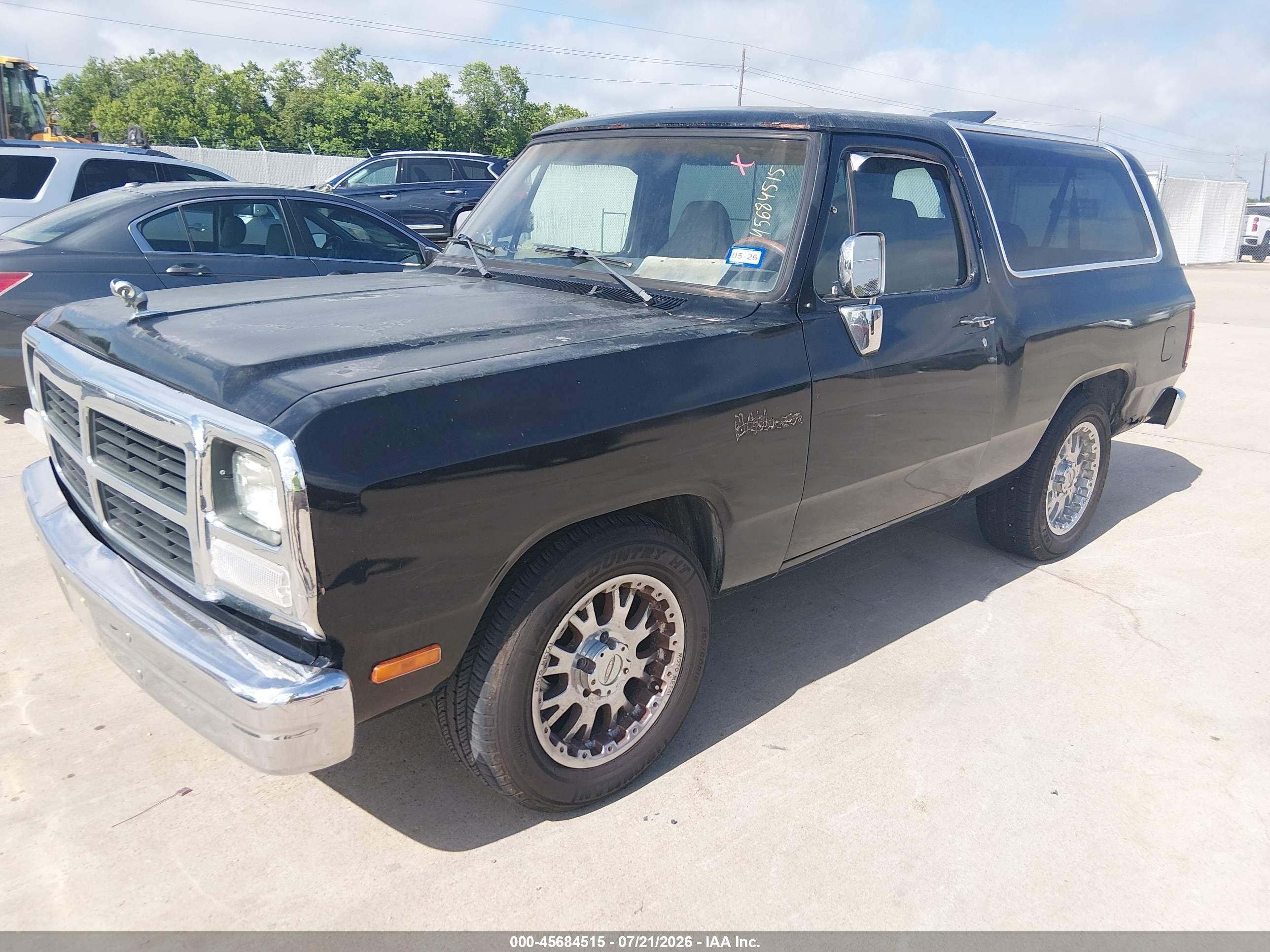 1991 Dodge Ramcharger Ad-150 Черный vin: 3B4GE07Y2MM044111