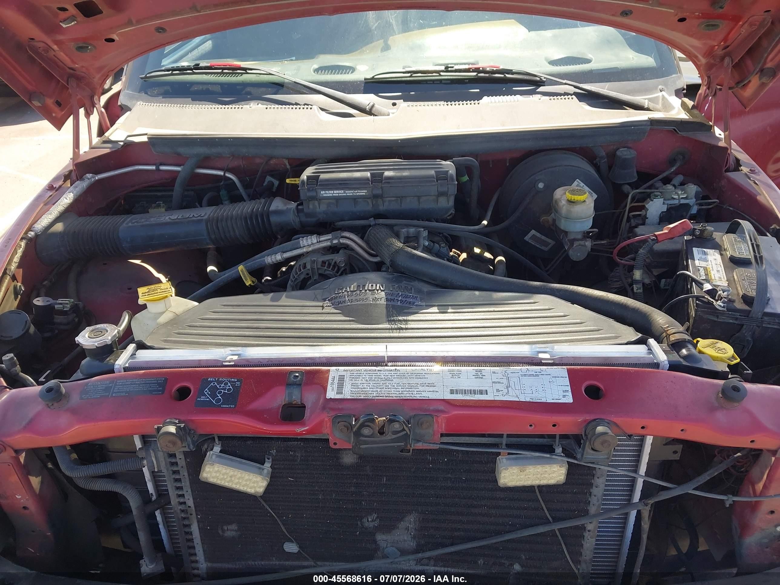 1999 Dodge Ram 1500 St Red vin: 3B7HC12YXXG218519