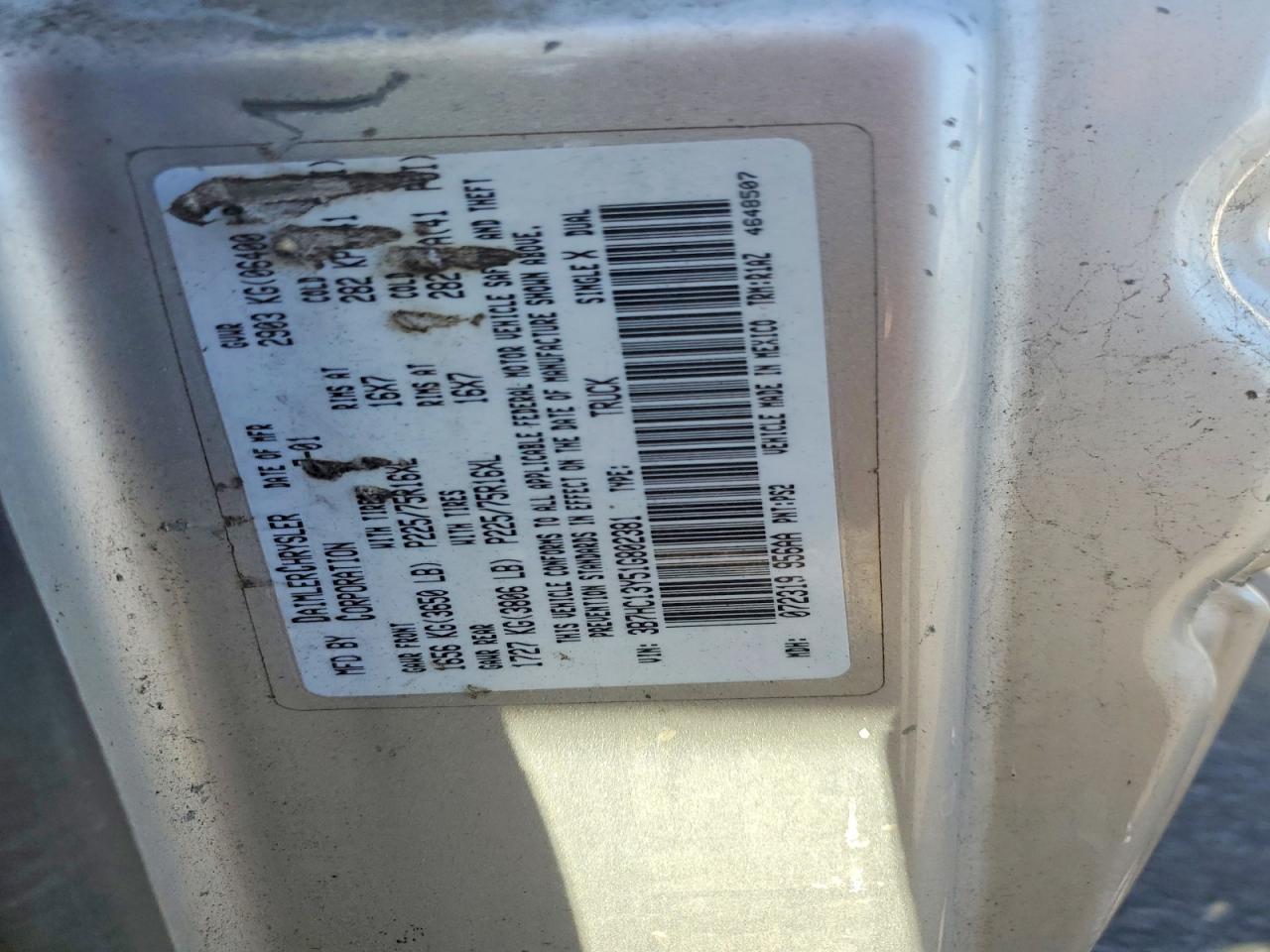2001 Dodge Ram 1500 Silver vin: 3B7HC13Y51G802381