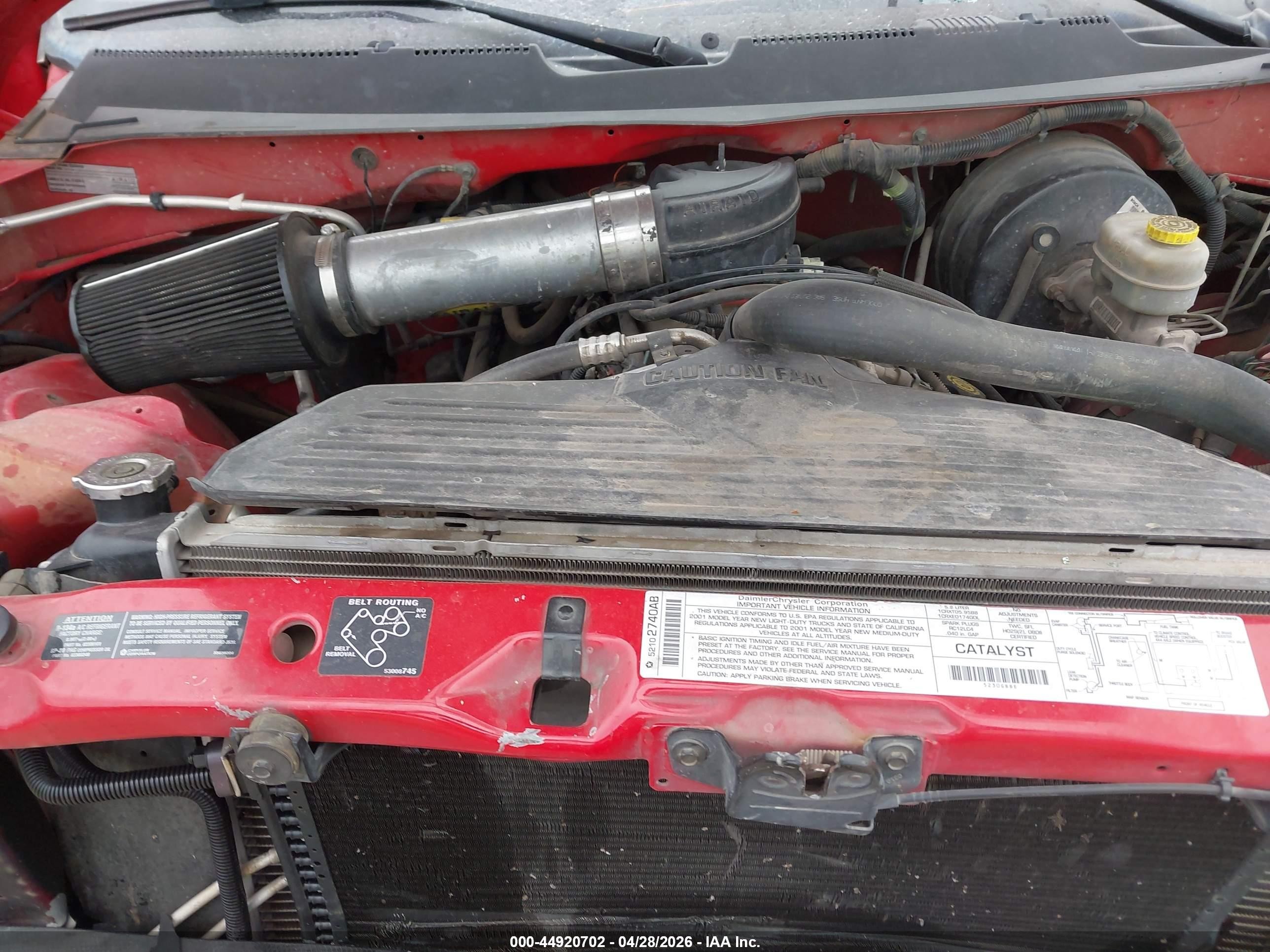 2001 Dodge Ram 1500 St Red vin: 3B7HC13Y71M250058