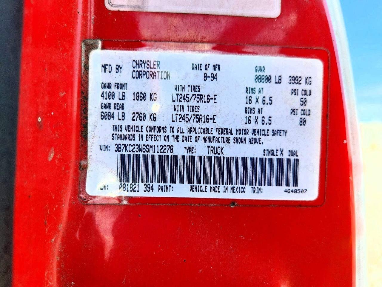 1995 Dodge Ram 2500 Two Tone vin: 3B7KC23W6SM112278