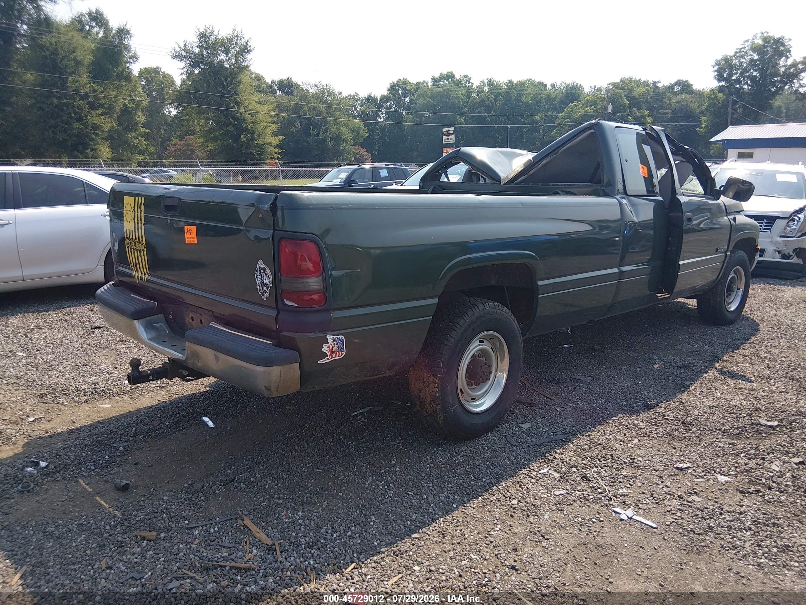 1996 Dodge Ram 2500   Green vin: 3B7KC23W8TM160706