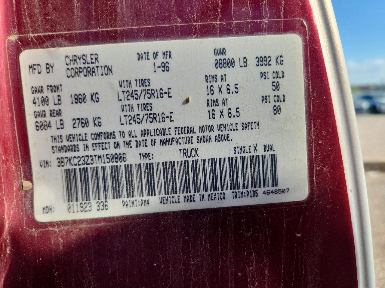 1996 Dodge Ram 2500 Two Tone vin: 3B7KC23Z3TM150806