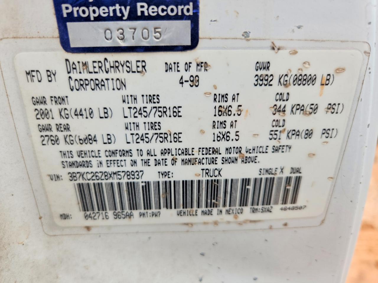 1999 Dodge Ram 2500 White vin: 3B7KC26Z8XM578937