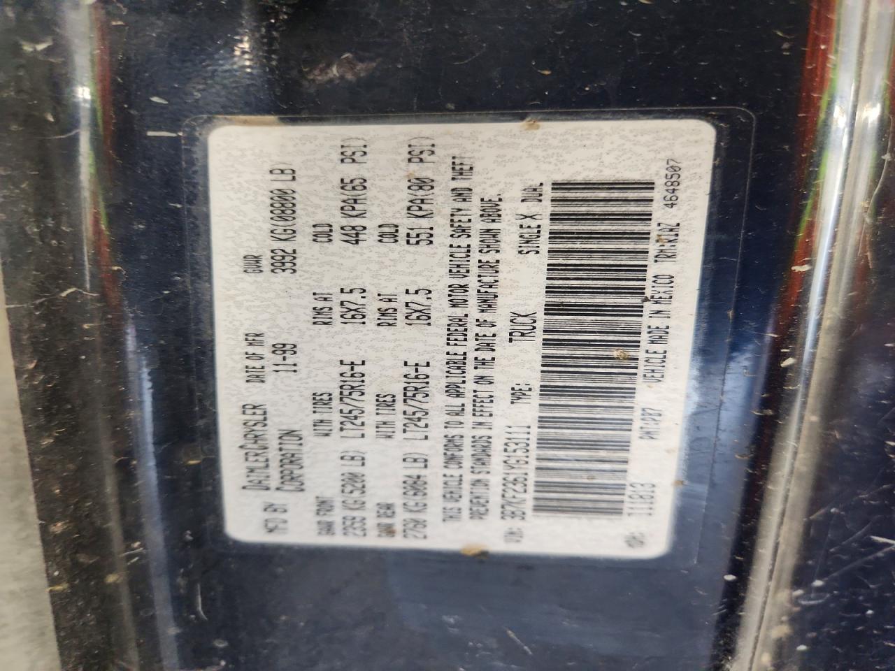 2000 Dodge Ram 2500 Black vin: 3B7KF2361YG153111