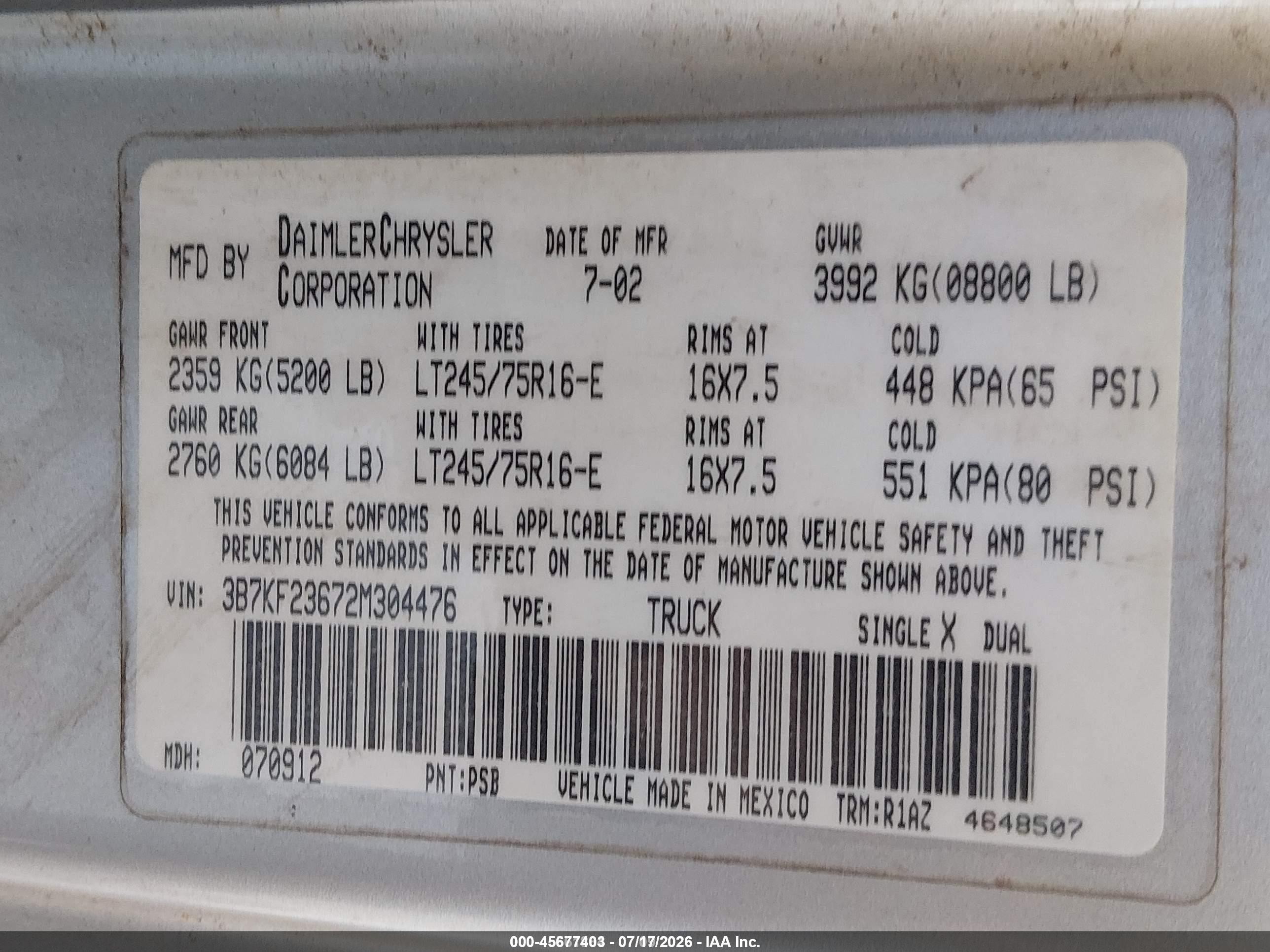 2002 Dodge Ram 2500 St Silver vin: 3B7KF23672M304476