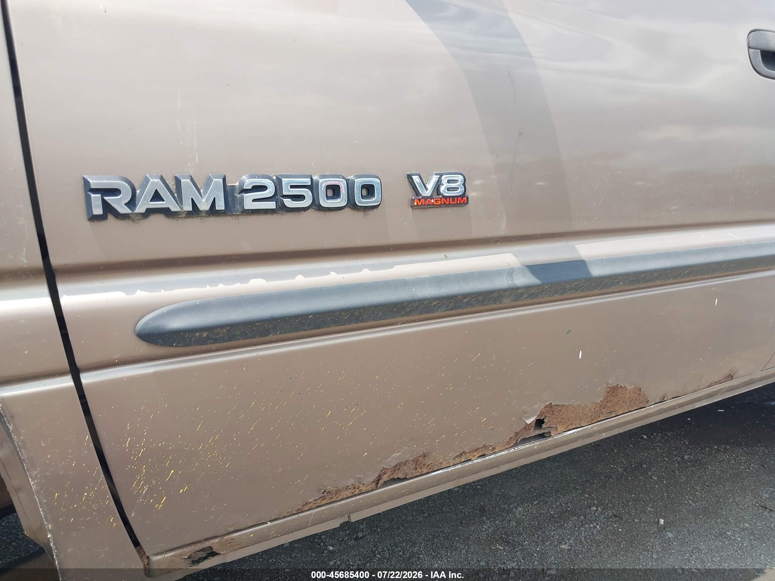 2001 Dodge Ram 2500   Золотой vin: 3B7KF23Z41G166189