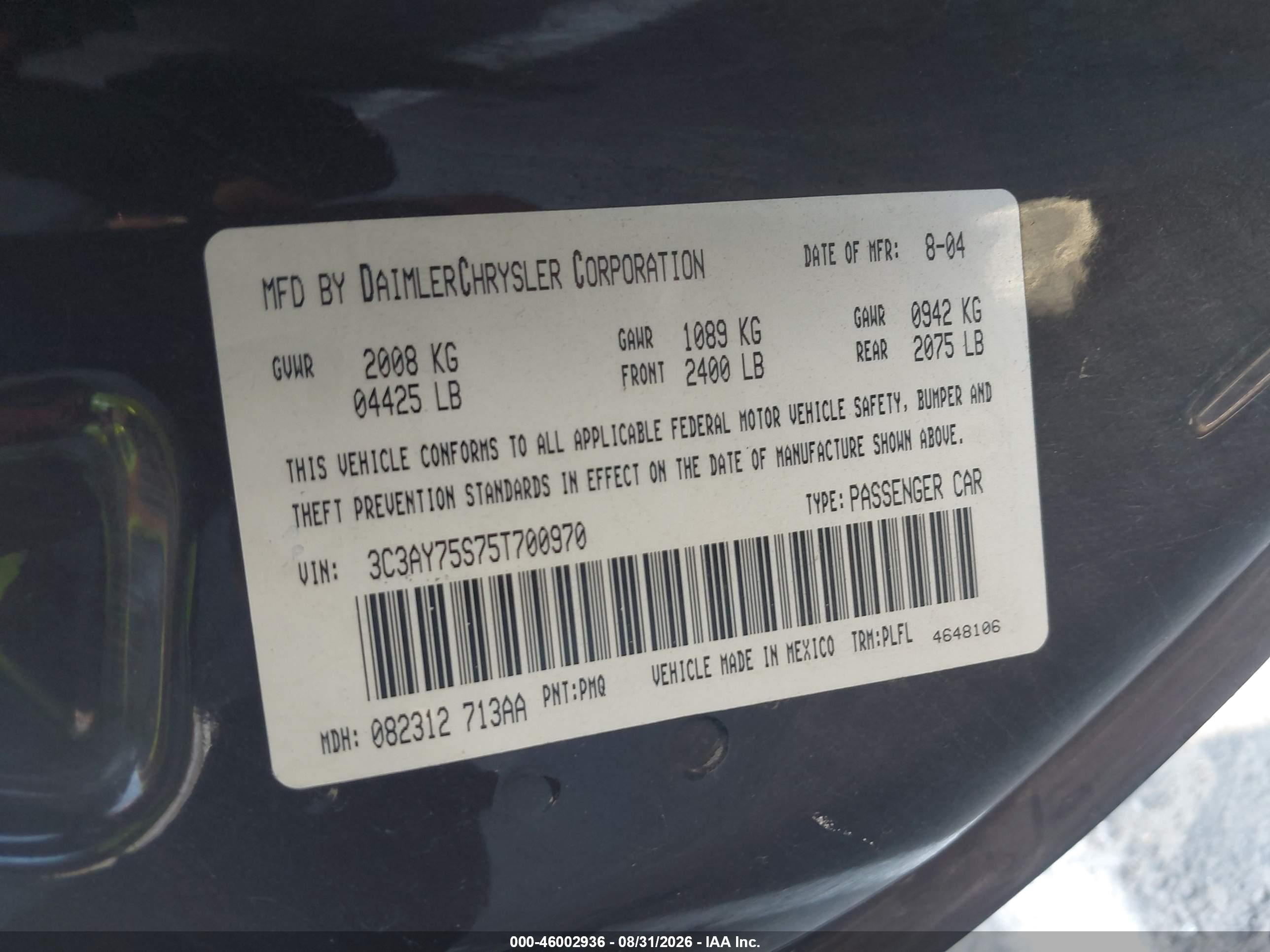 2005 Chrysler Pt Cruiser Gt Burgundy vin: 3C3AY75S75T700970