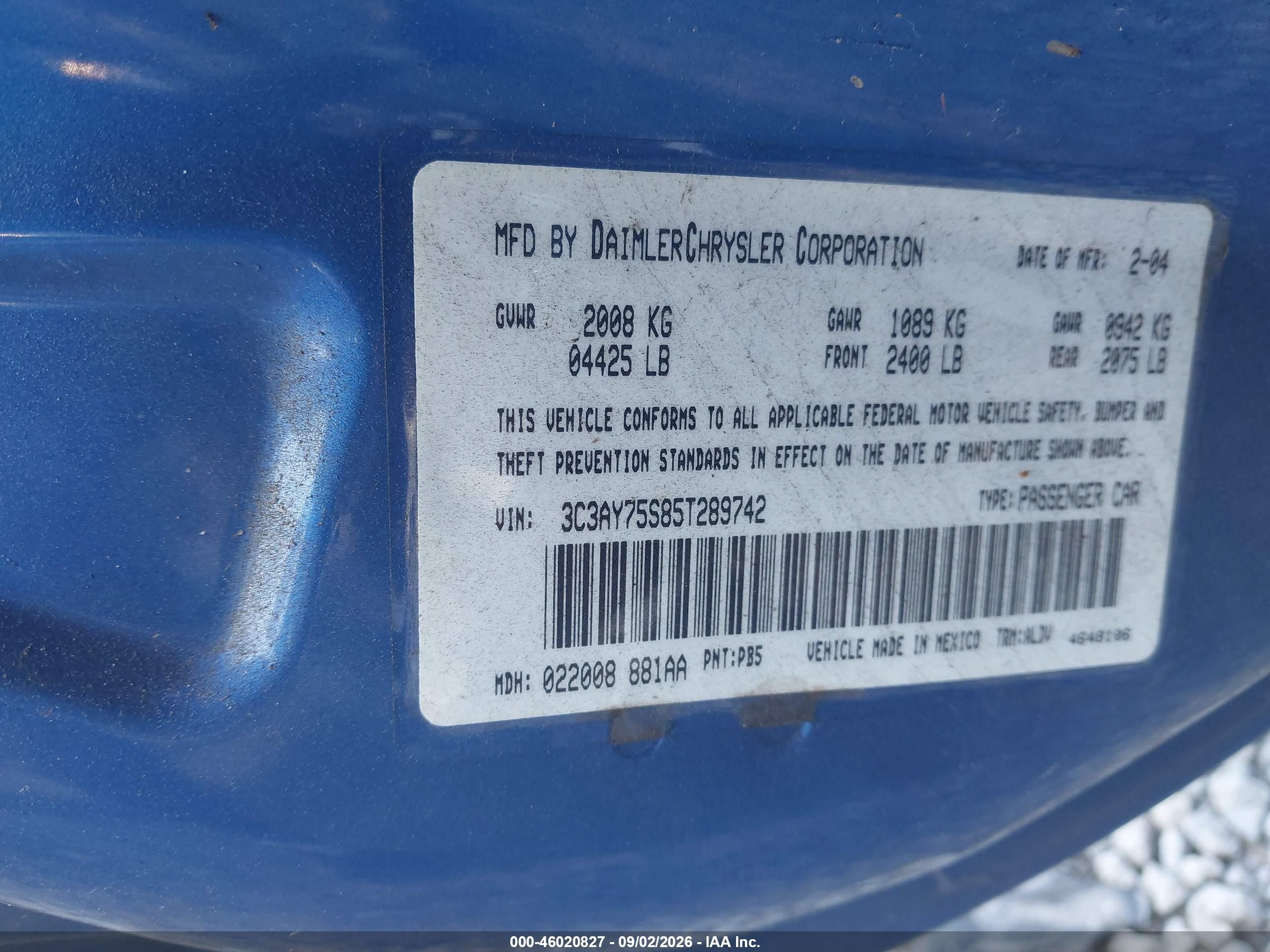2005 Chrysler Pt Cruiser Gt Blue vin: 3C3AY75S85T289742