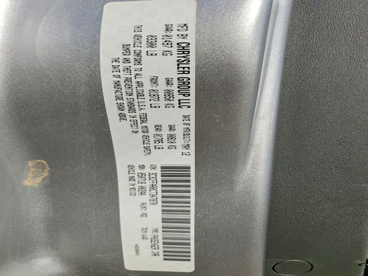 2012 Fiat 500 Pop Silver vin: 3C3CFFAR0CT347870
