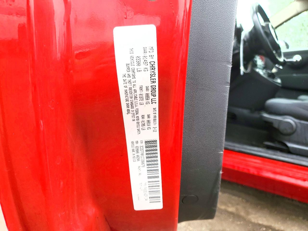 2012 Fiat 500 Pop Red vin: 3C3CFFAR1CT280678