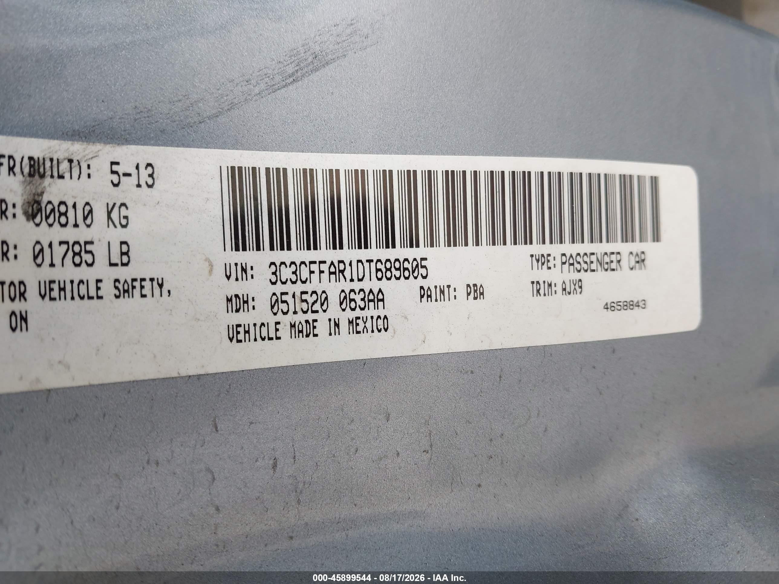 2013 Fiat 500 Pop Light Blue vin: 3C3CFFAR1DT689605