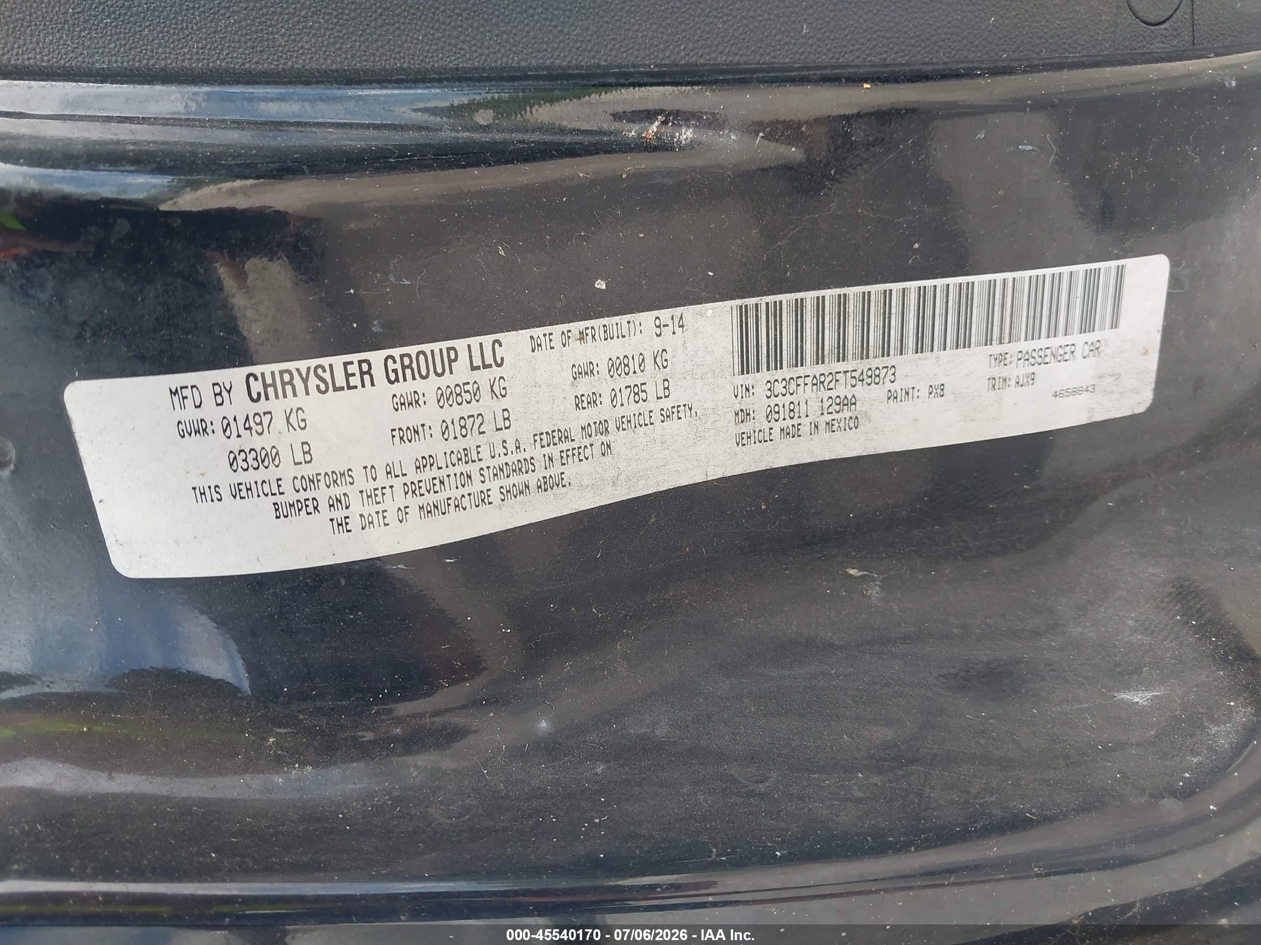 2015 Fiat 500 Pop Black vin: 3C3CFFAR2FT549873