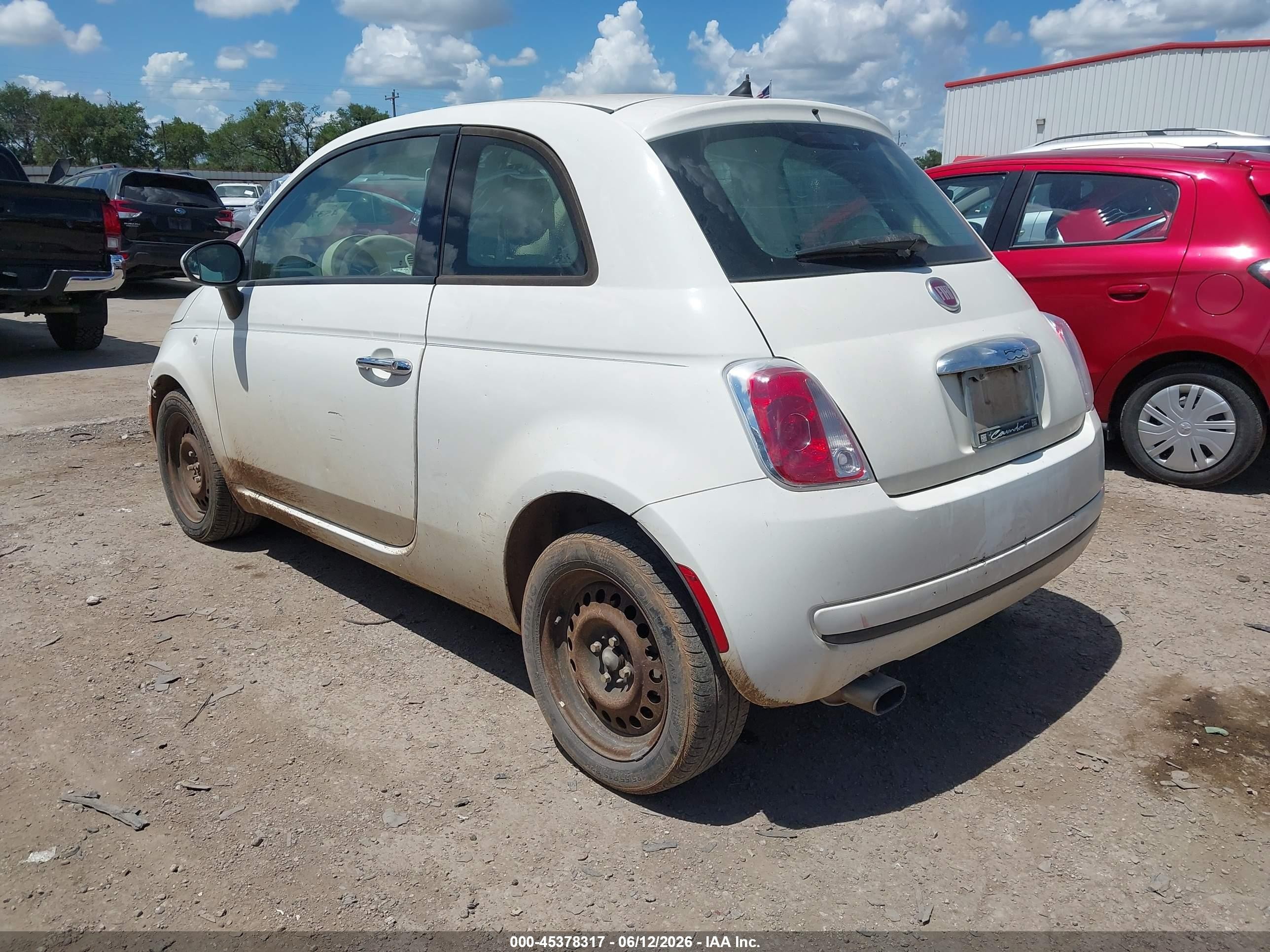 2013 Fiat 500 Pop White vin: 3C3CFFAR3DT749366