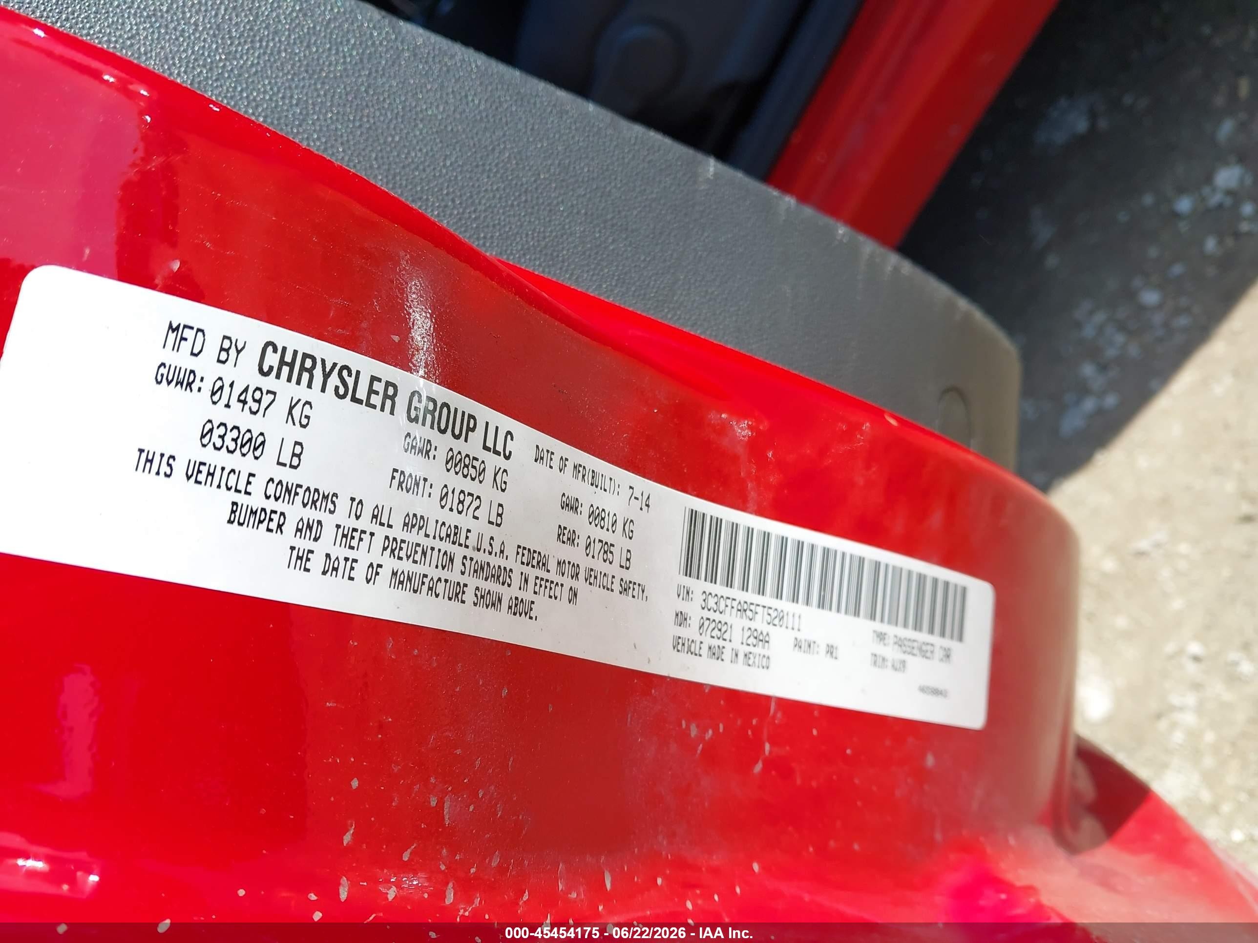 2015 Fiat 500 Pop Red vin: 3C3CFFAR5FT520111