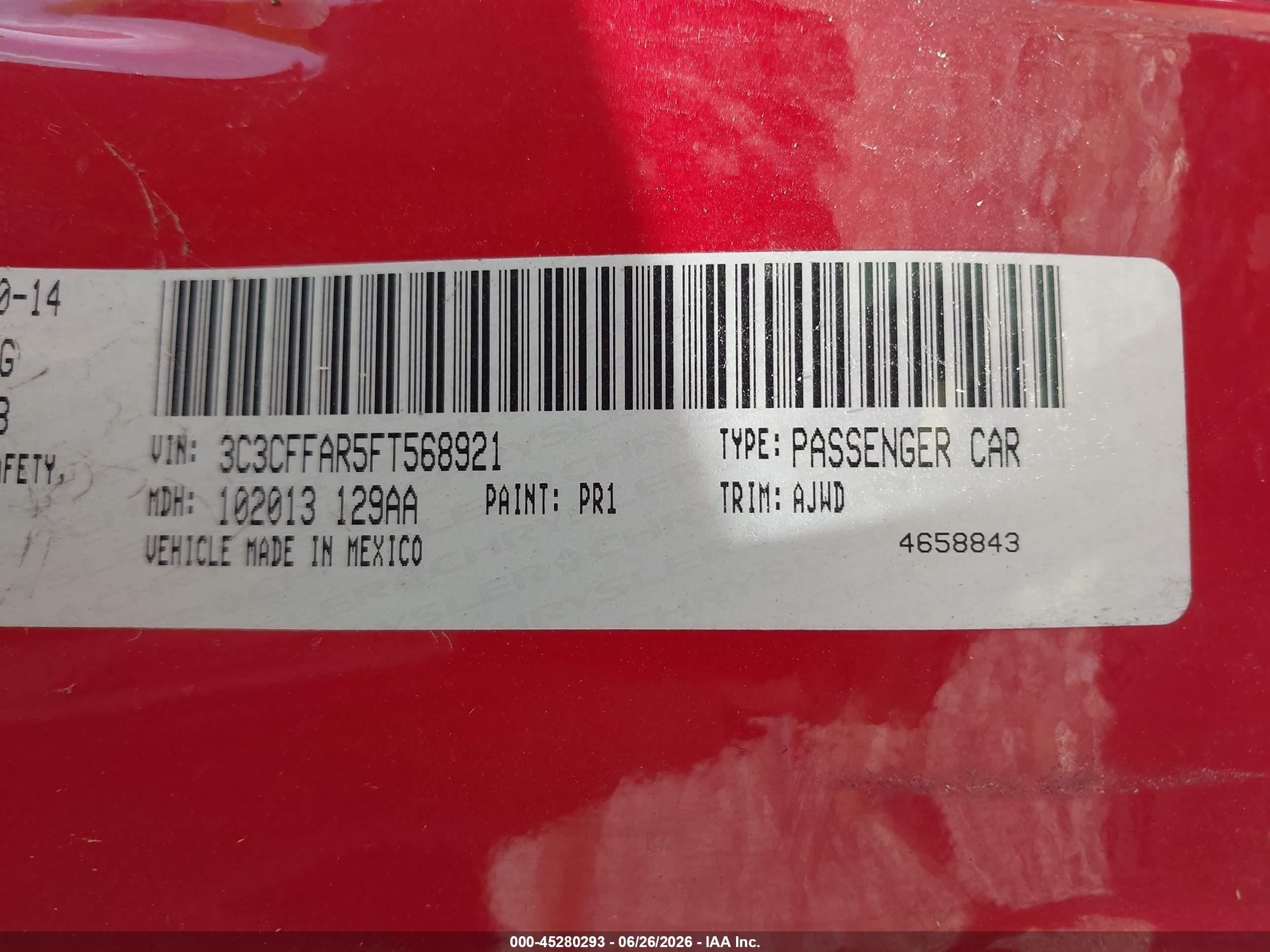 2015 Fiat 500 Pop Red vin: 3C3CFFAR5FT568921