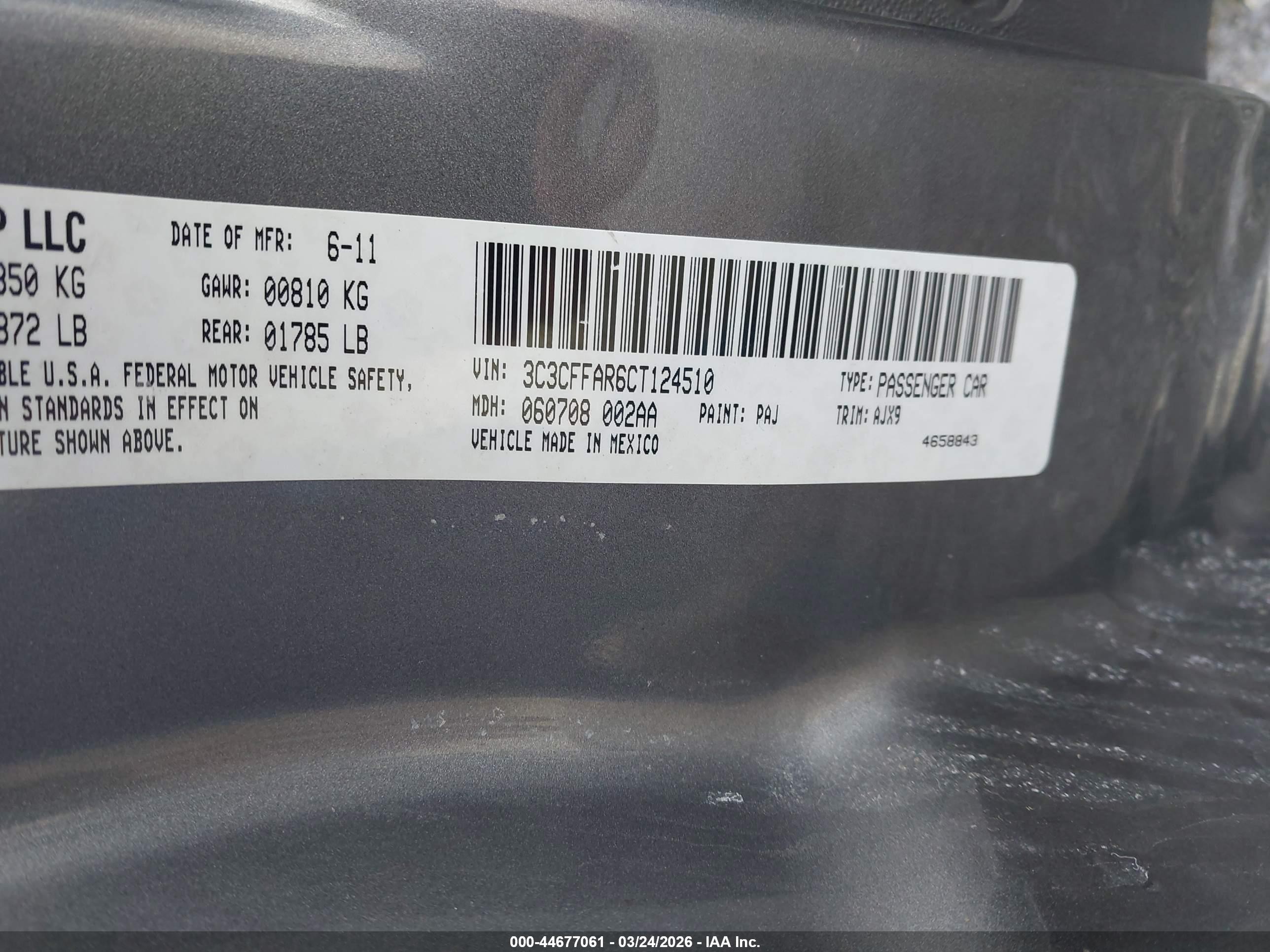 2012 Fiat 500 Pop Gray vin: 3C3CFFAR6CT124510