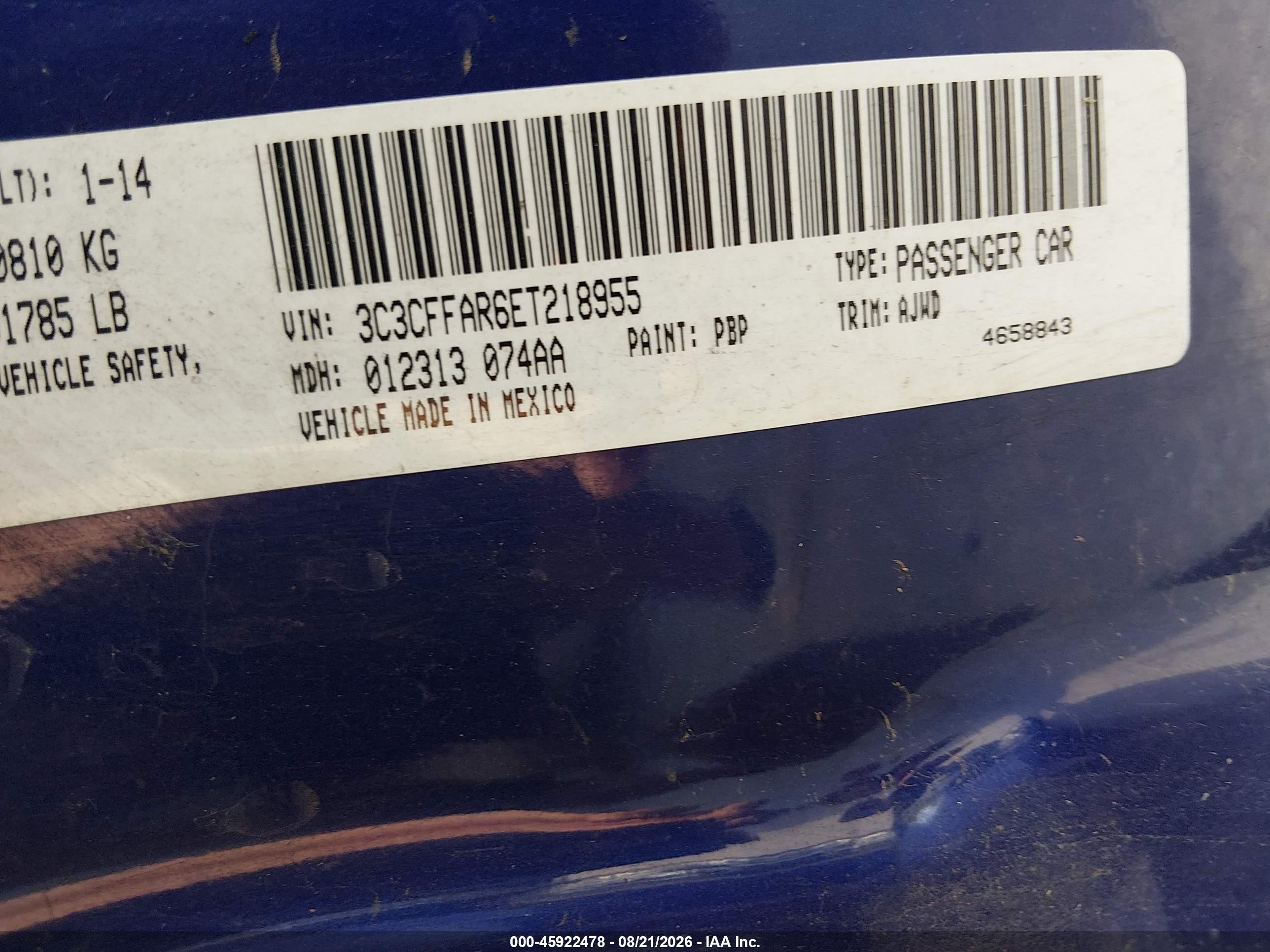 2014 Fiat 500 Pop Blue vin: 3C3CFFAR6ET218955
