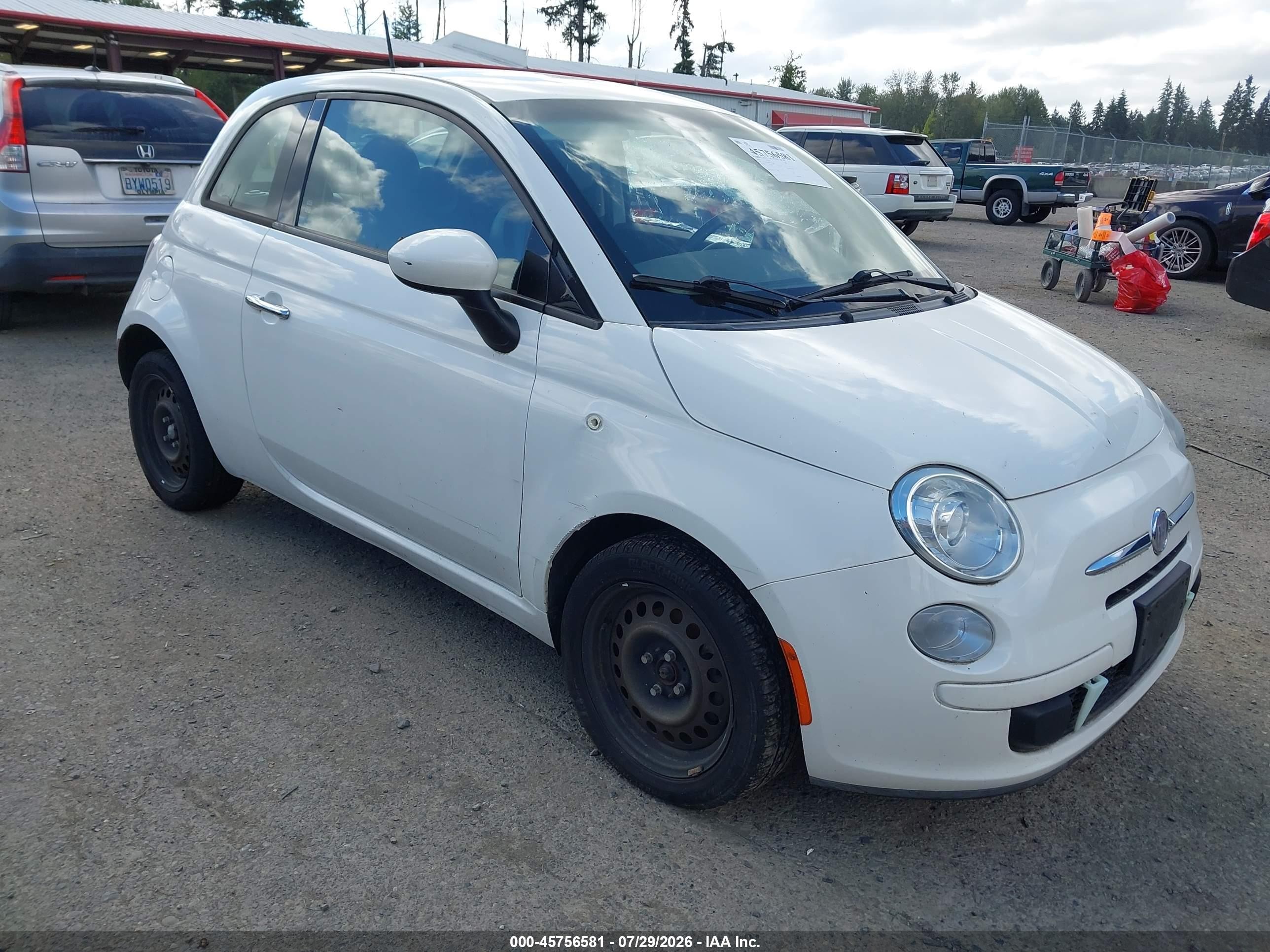 2015 Fiat 500 Pop White vin: 3C3CFFAR8FT502069