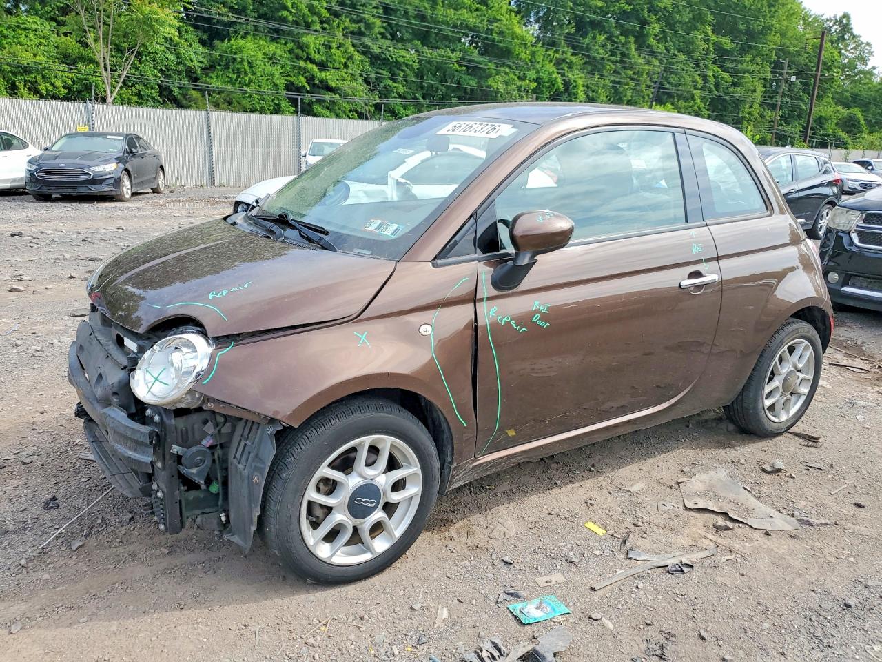 2015 Fiat 500 Pop Brown vin: 3C3CFFAR9FT656631
