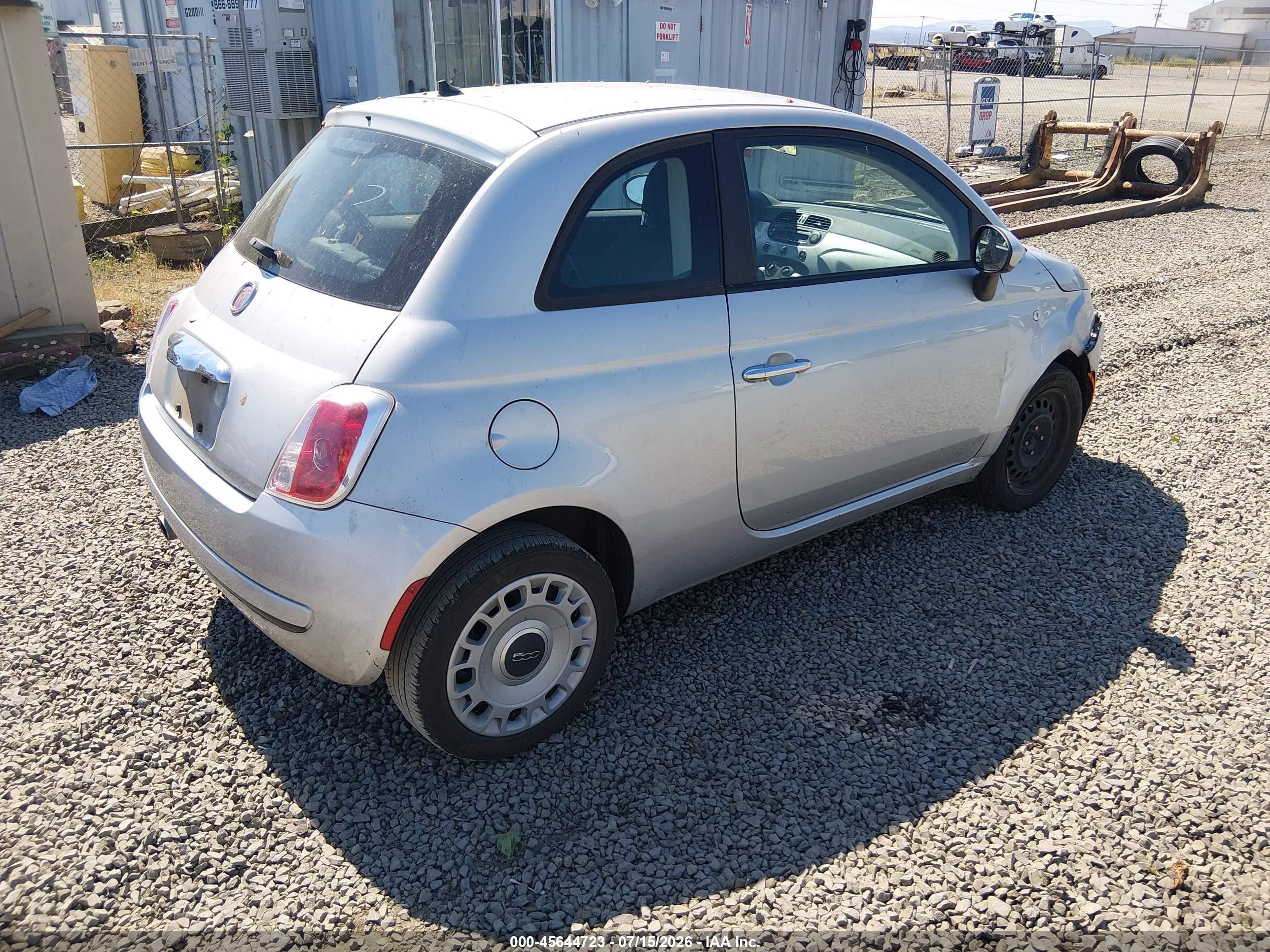 2012 Fiat 500 Pop Silver vin: 3C3CFFARXCT359783