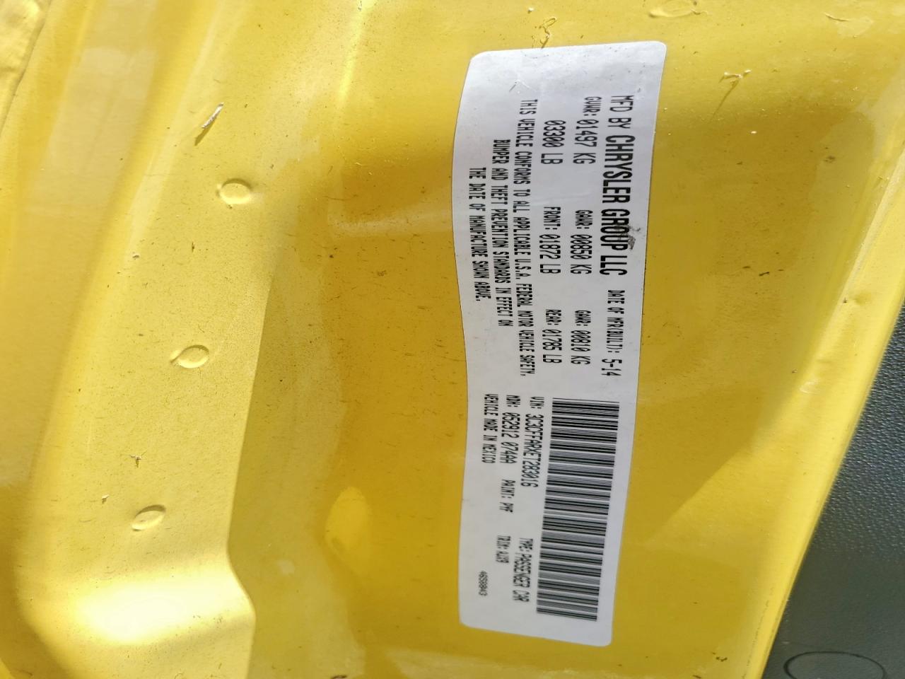 2014 Fiat 500 Pop Yellow vin: 3C3CFFARXET283016