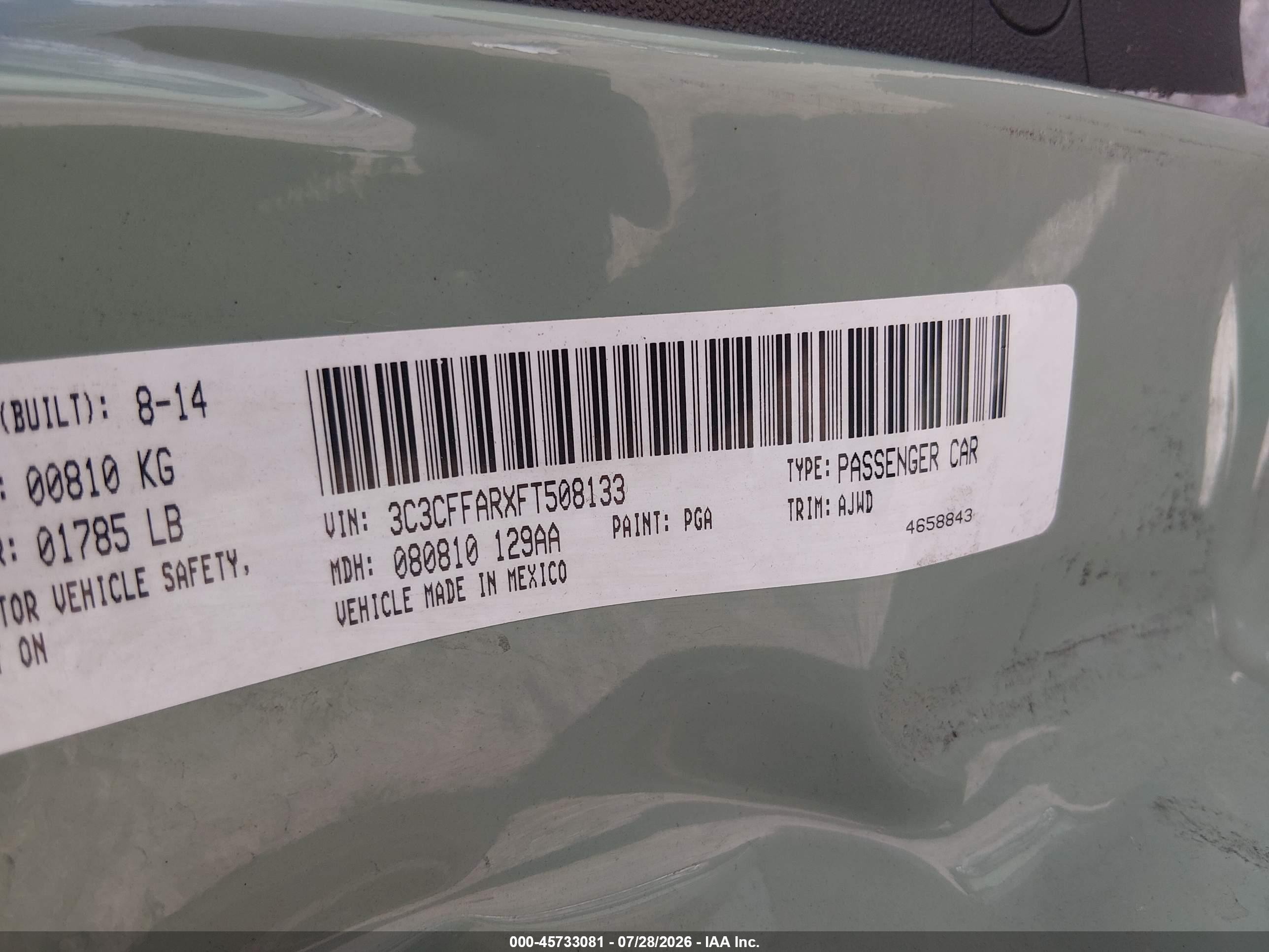 2015 Fiat 500 Pop Green vin: 3C3CFFARXFT508133
