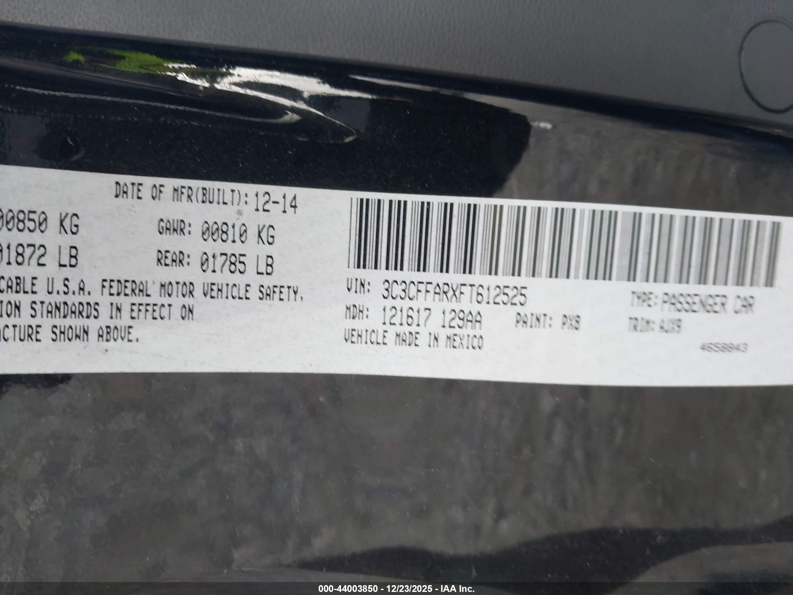 2015 Fiat 500 Ribelle Black vin: 3C3CFFARXFT612525