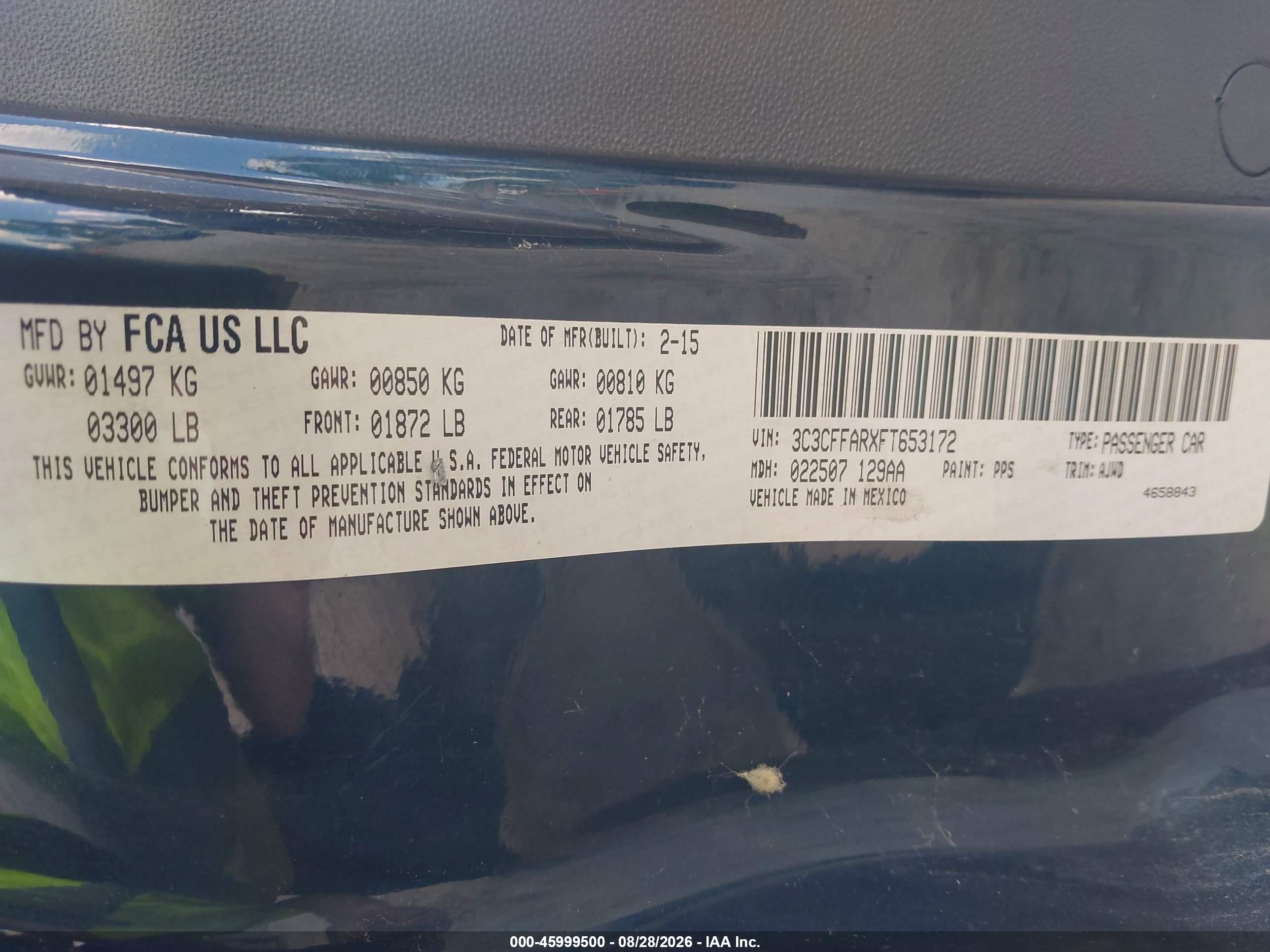 2015 Fiat 500 Pop Blue vin: 3C3CFFARXFT653172