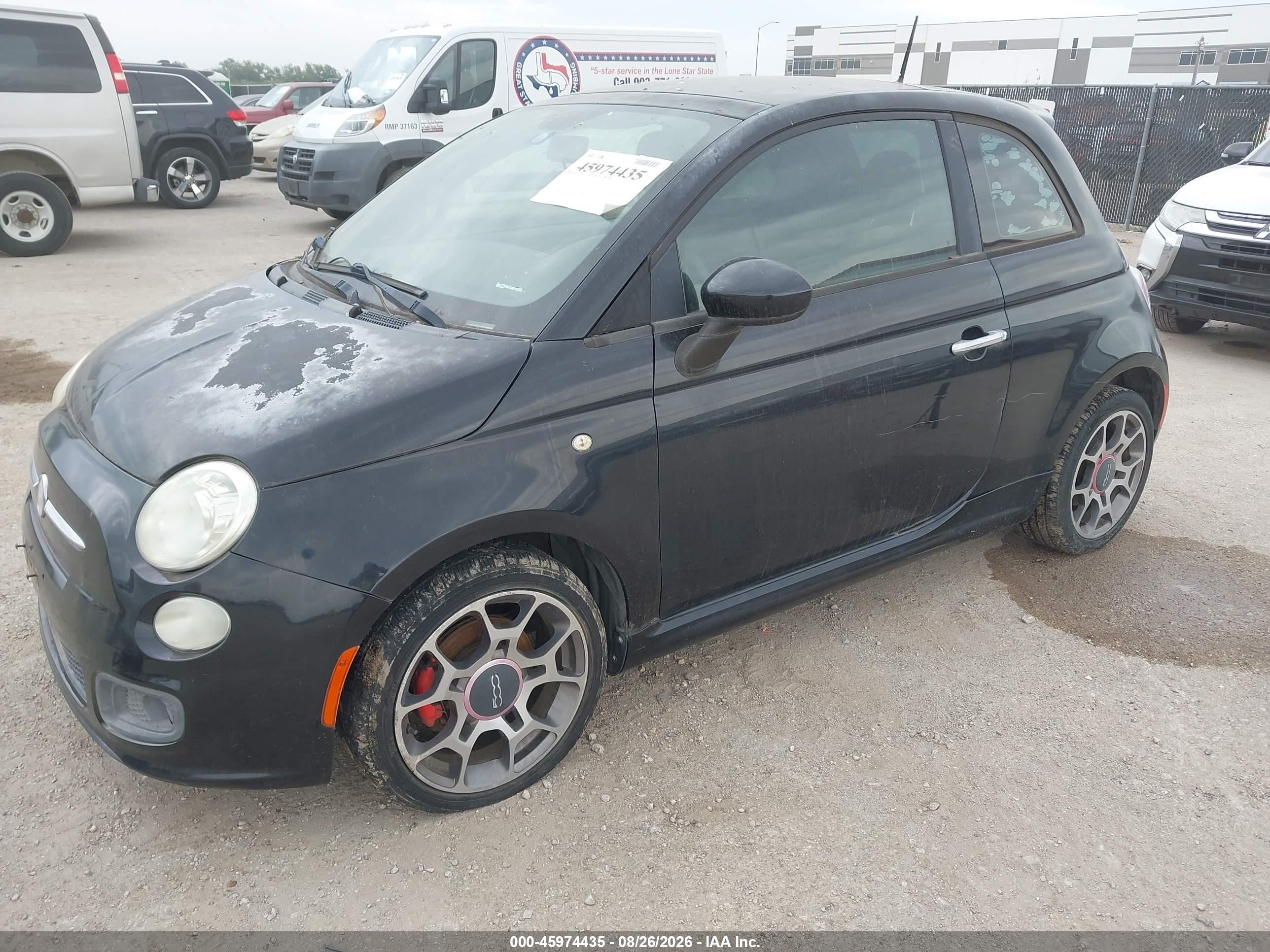 2012 Fiat 500 Sport Black vin: 3C3CFFBR1CT115549