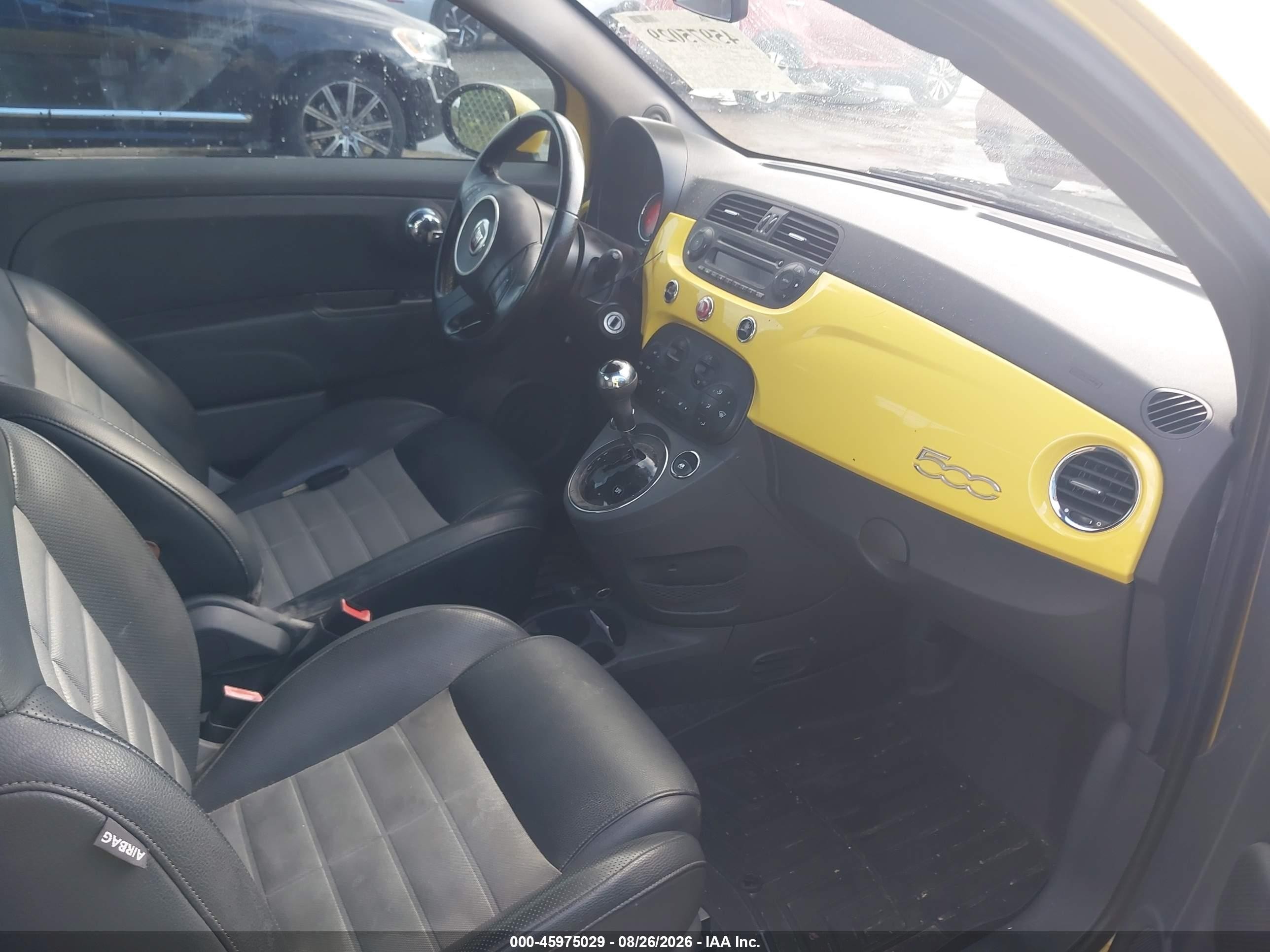2012 Fiat 500 Sport Yellow vin: 3C3CFFBR2CT104964