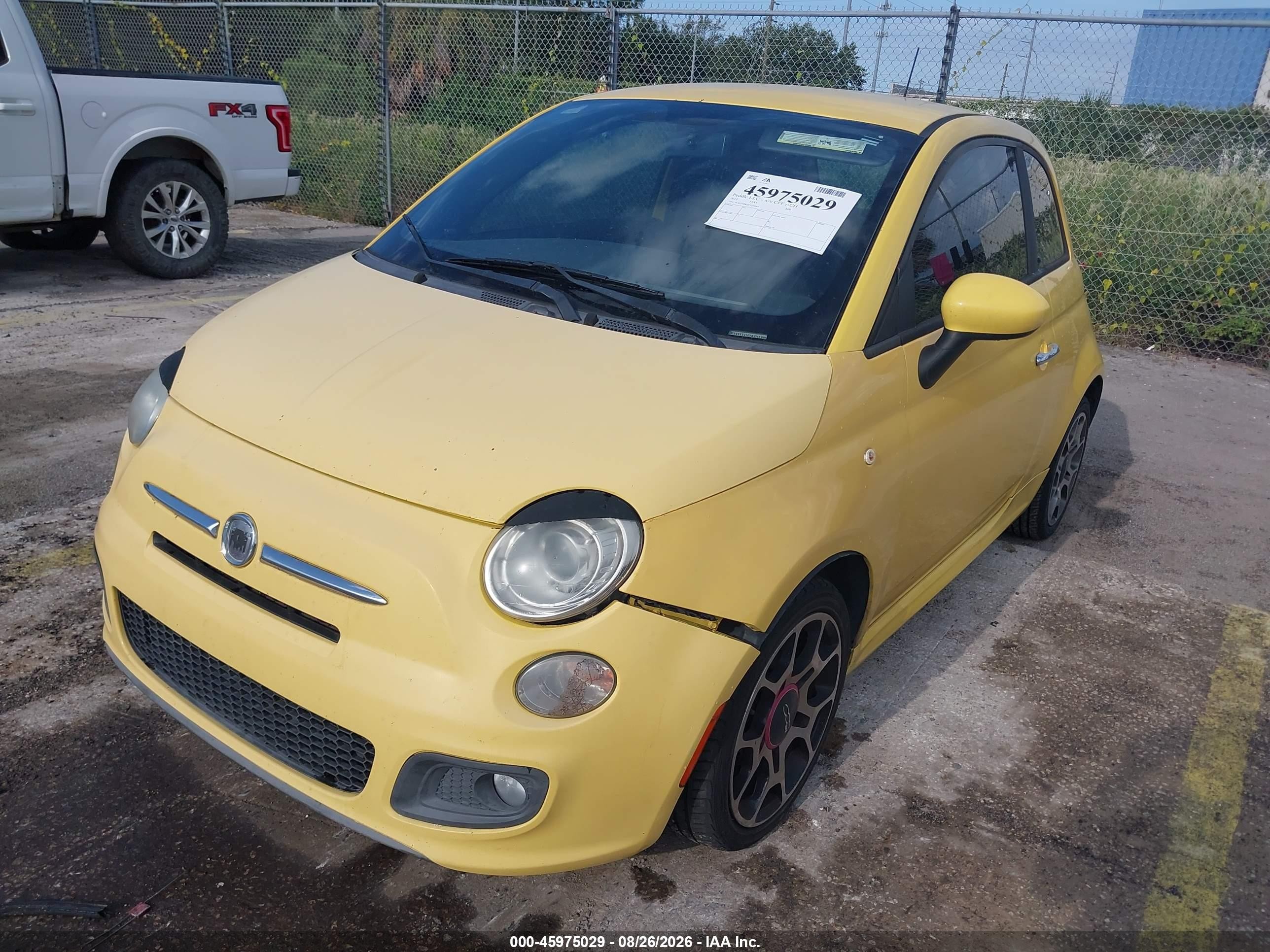 2012 Fiat 500 Sport Yellow vin: 3C3CFFBR2CT104964