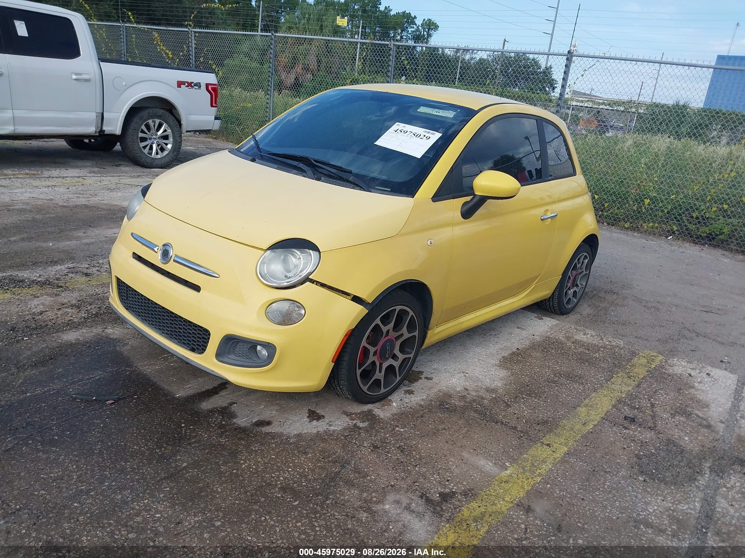 2012 Fiat 500 Sport Yellow vin: 3C3CFFBR2CT104964