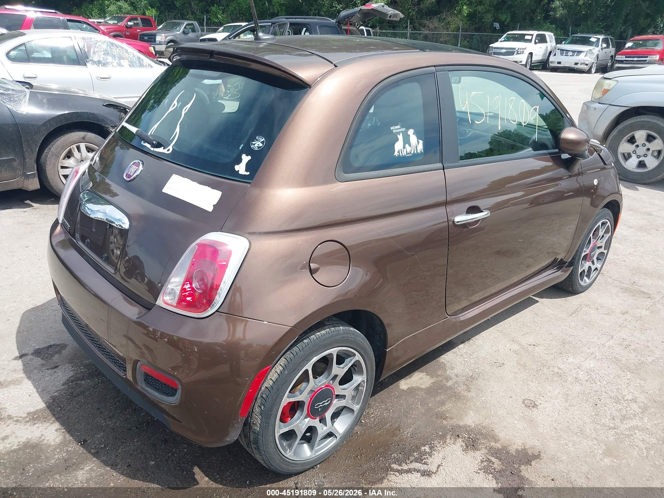 2012 Fiat 500 Sport Brown vin: 3C3CFFBR2CT383719