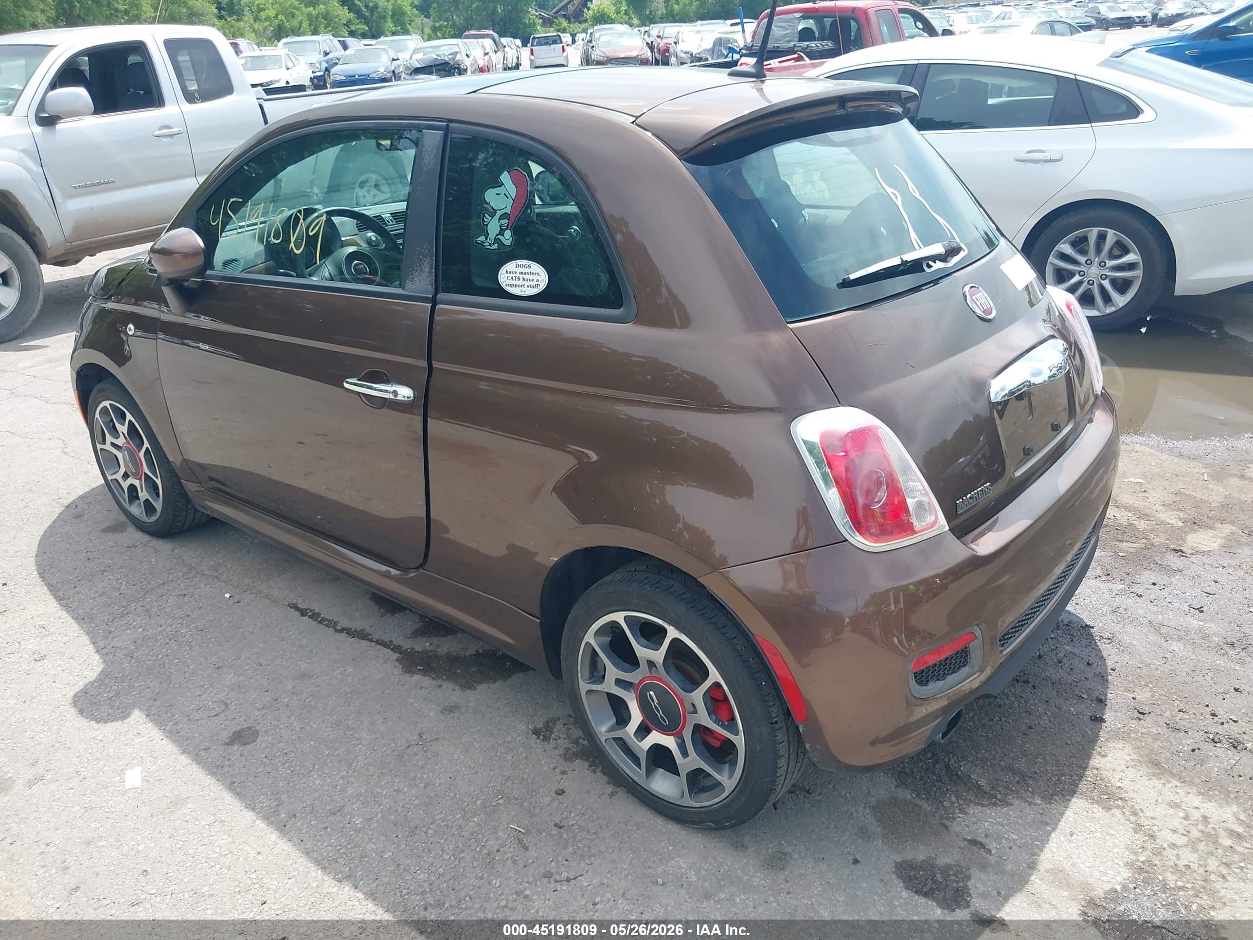 2012 Fiat 500 Sport Brown vin: 3C3CFFBR2CT383719
