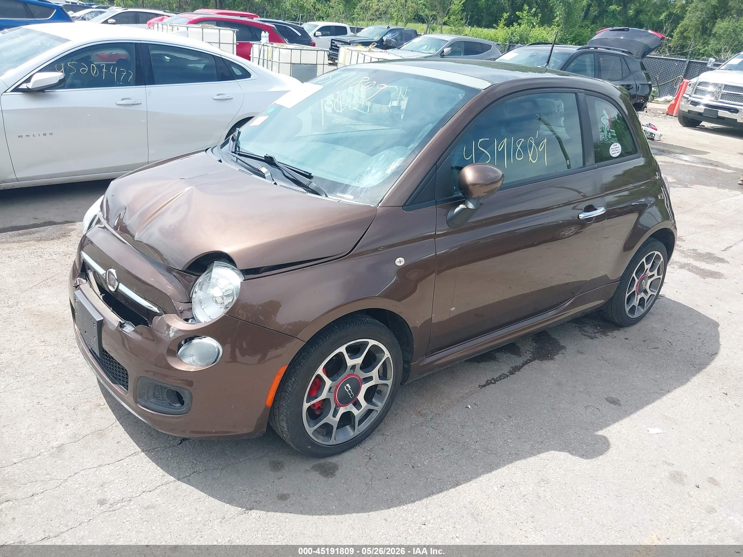 2012 Fiat 500 Sport Brown vin: 3C3CFFBR2CT383719