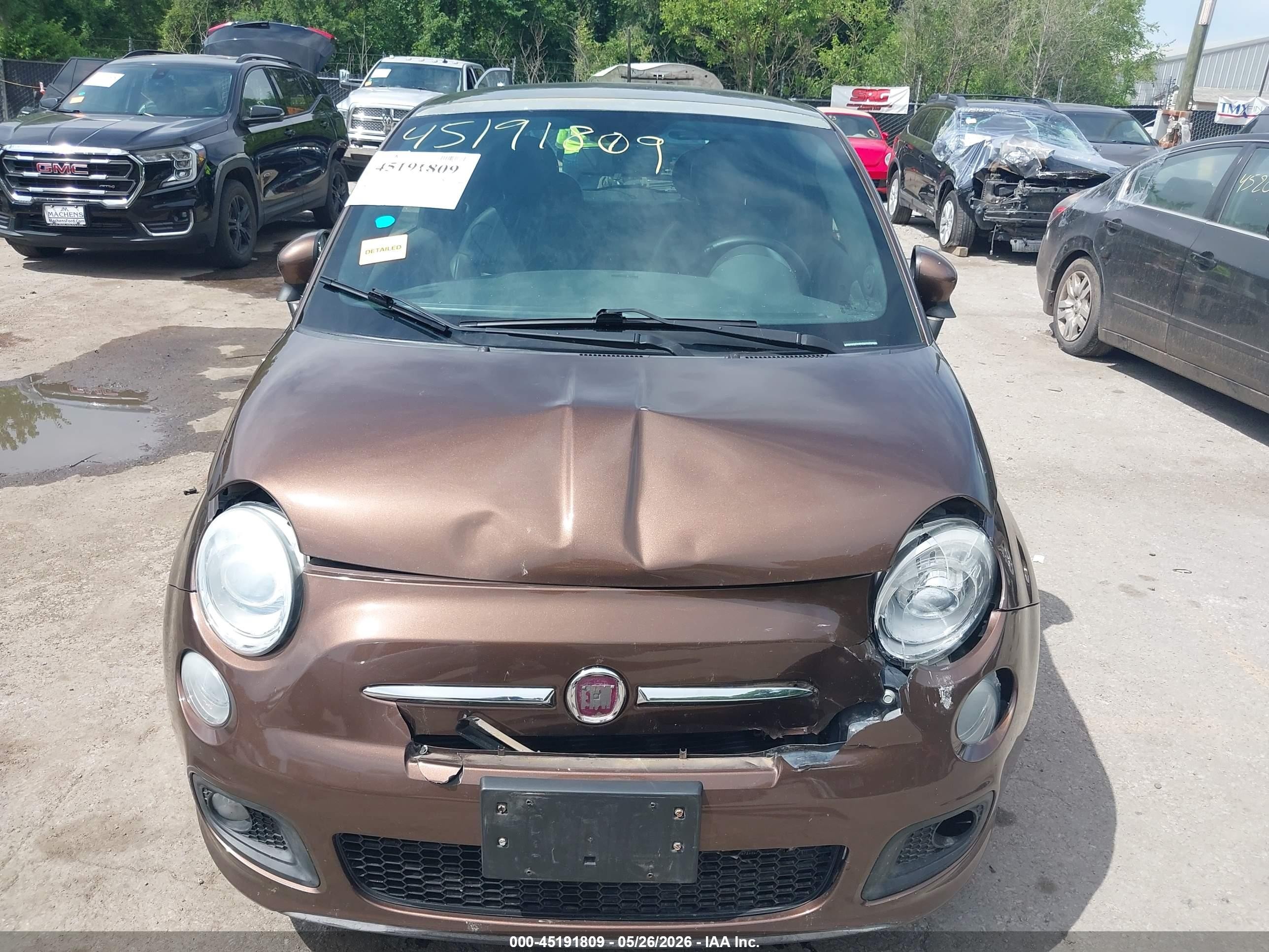 2012 Fiat 500 Sport Brown vin: 3C3CFFBR2CT383719