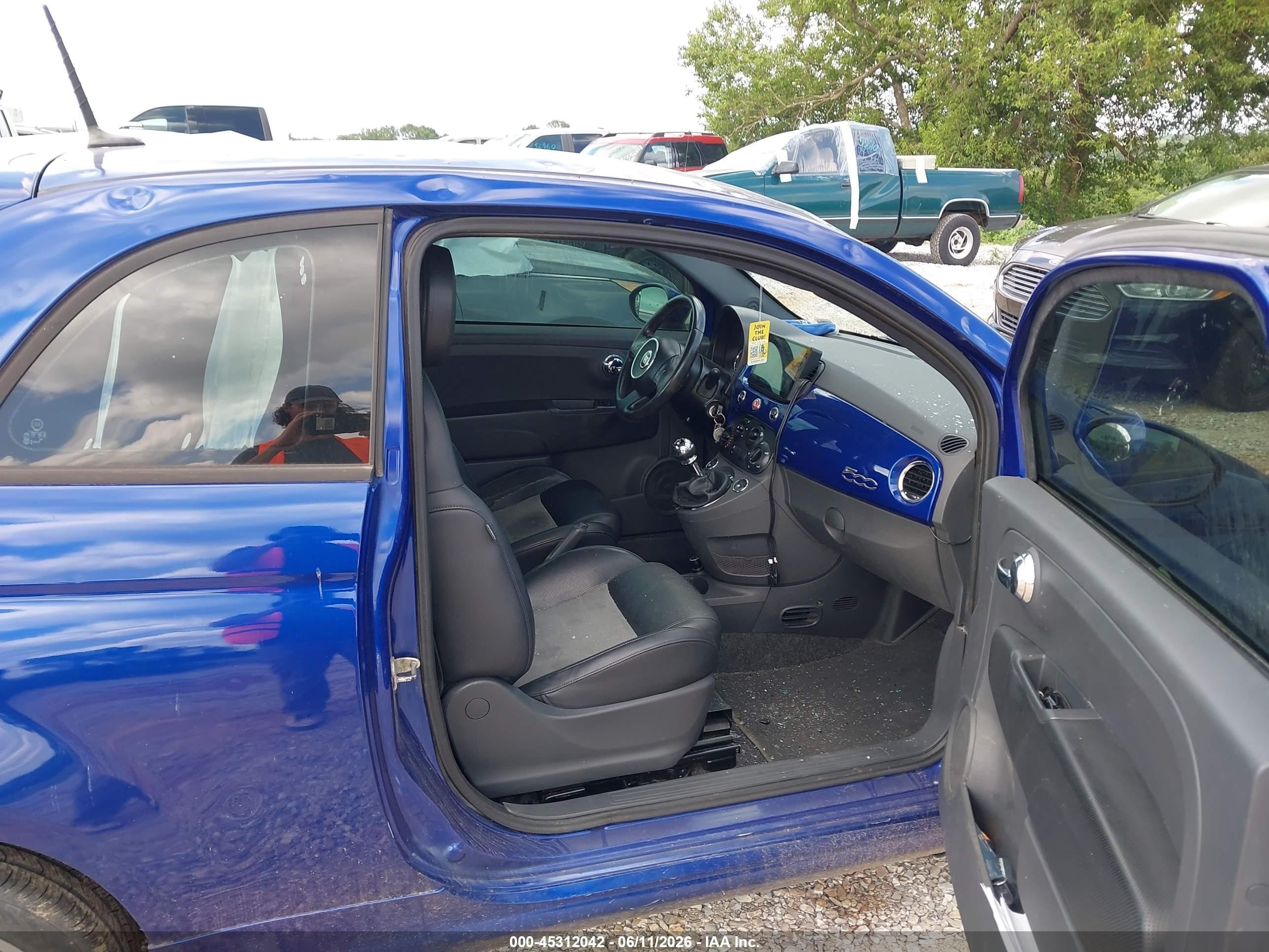 2012 Fiat 500 Sport Blue vin: 3C3CFFBR3CT181830