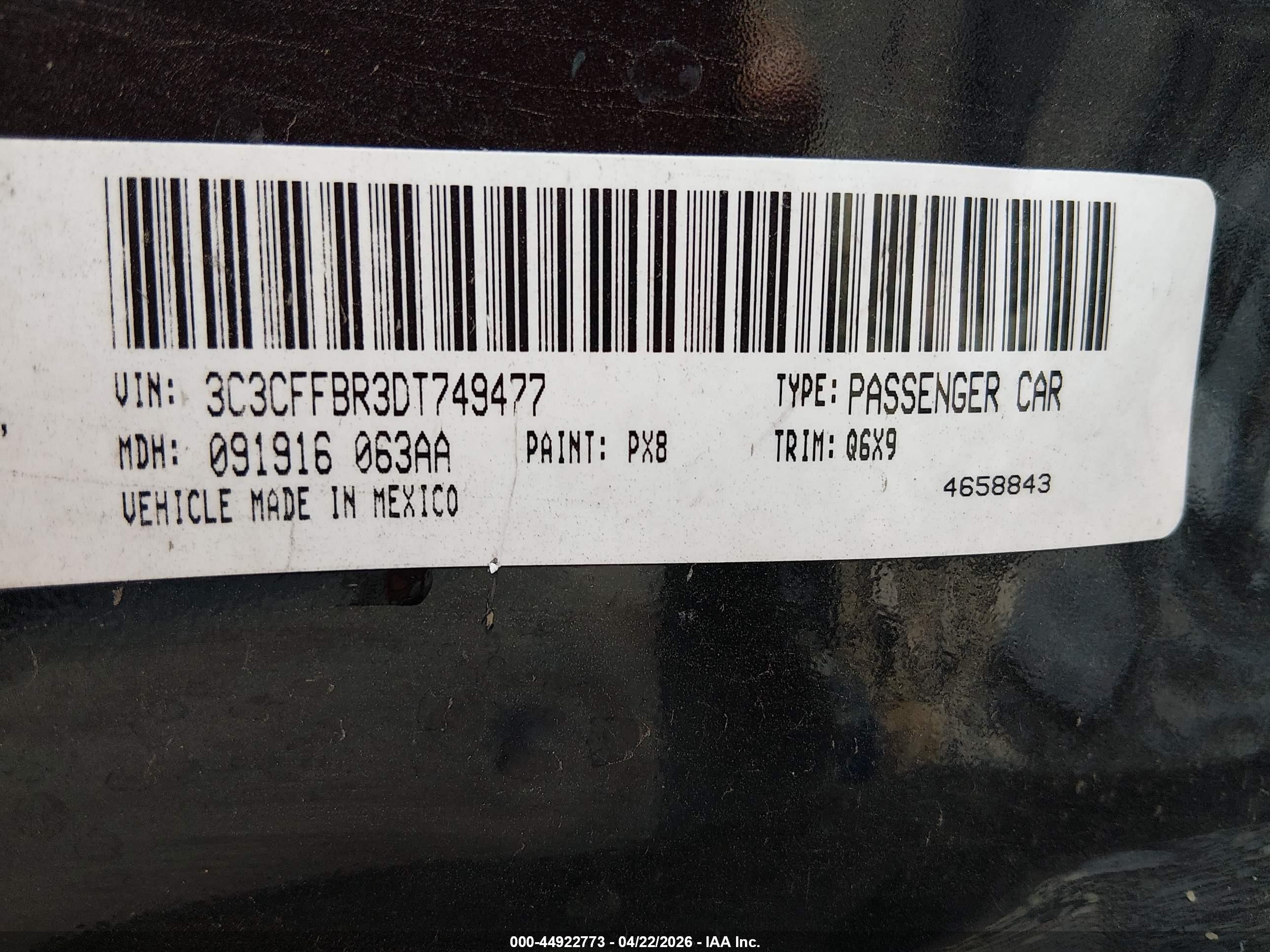 2013 Fiat 500 Sport Cattiva Black vin: 3C3CFFBR3DT749477